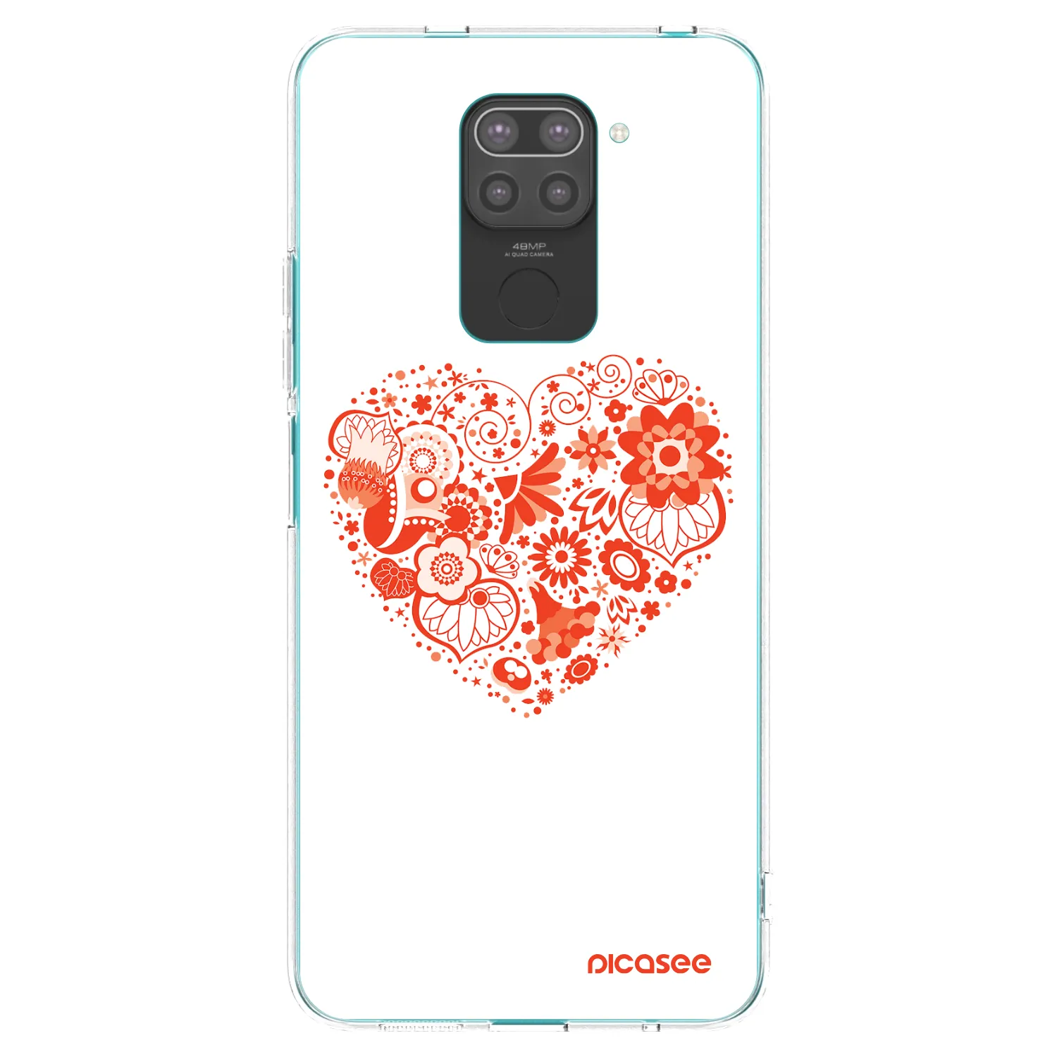 Picasee silikonowe czarne etui na Xiaomi Redmi Note 9 - Big heart