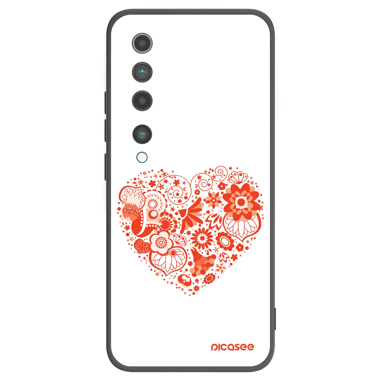 Picasee silikonowe czarne etui na Xiaomi Mi 10 - Big heart