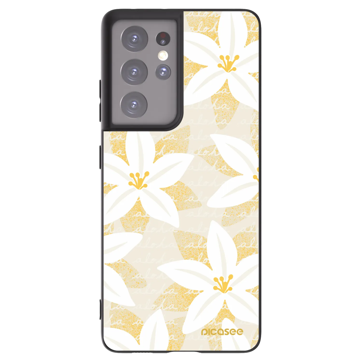 Picasee silikonowe czarne etui na Samsung Galaxy S21 Ultra 5G G998B - Island Leave