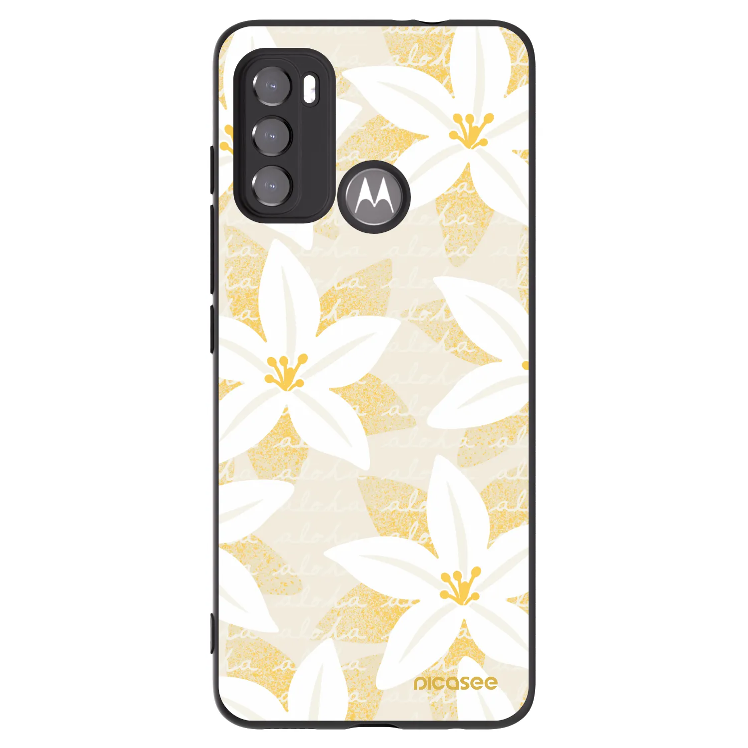 Picasee silikonowe czarne etui na Motorola Moto G60 - Island Leave