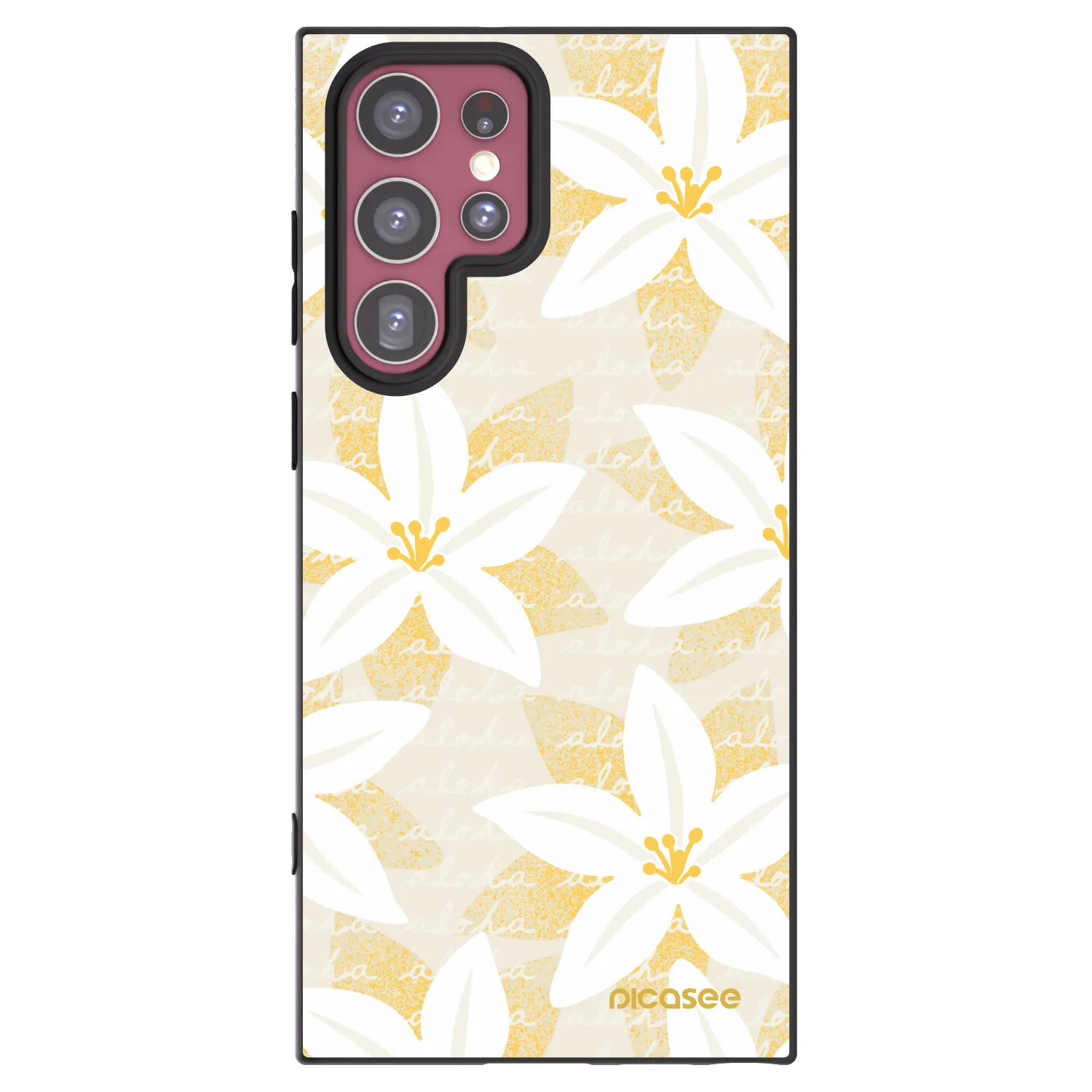 Picasee silikonowe czarne etui na Samsung Galaxy S22 Ultra 5G - Island Leave