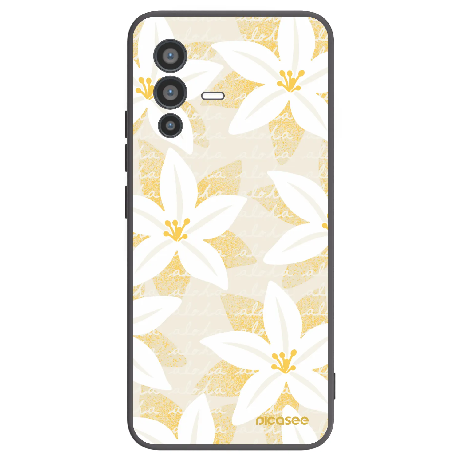 Picasee silikonowe czarne etui na Vivo V23 5G - Island Leave
