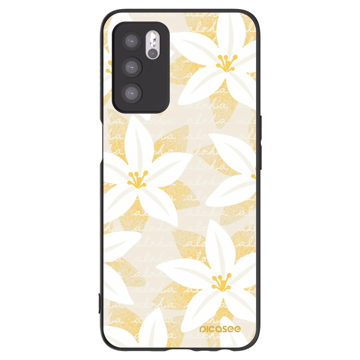 Picasee silikonowe czarne etui na OPPO A16s - Island Leave