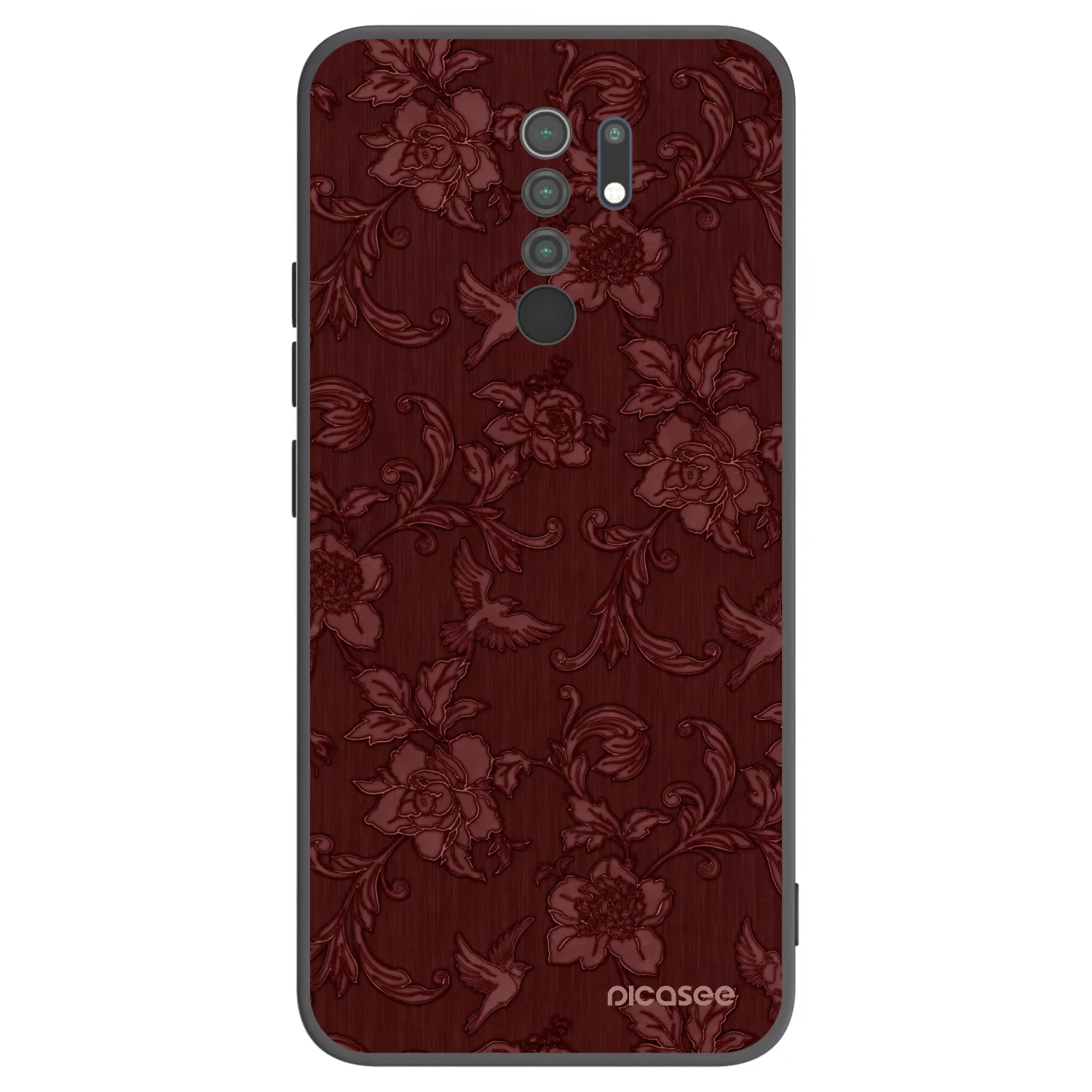 Picasee silikonowe czarne etui na Xiaomi Redmi 9 - Red Elegance