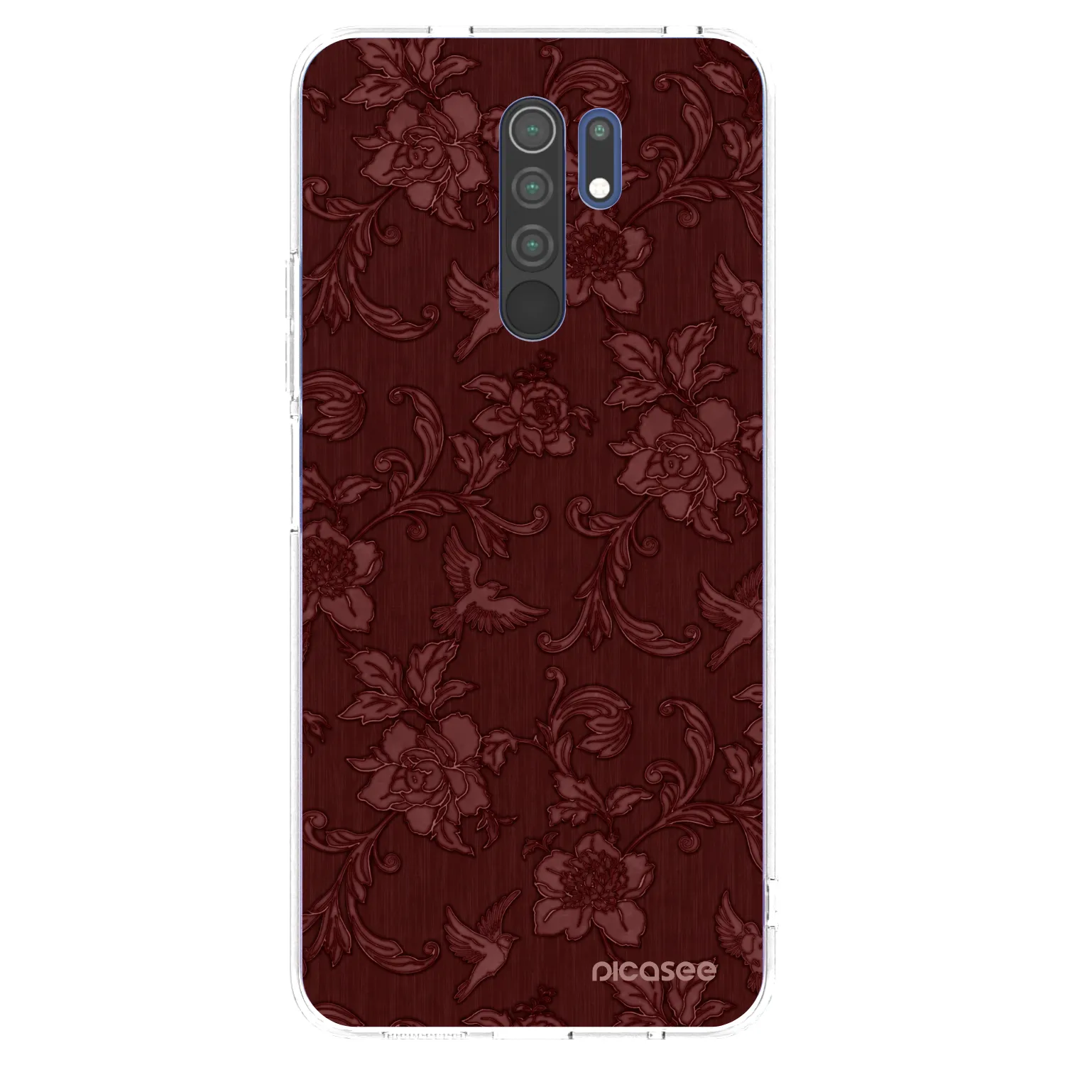 Picasee silikonowe przeźroczyste etui na Xiaomi Redmi 9 - Red Elegance