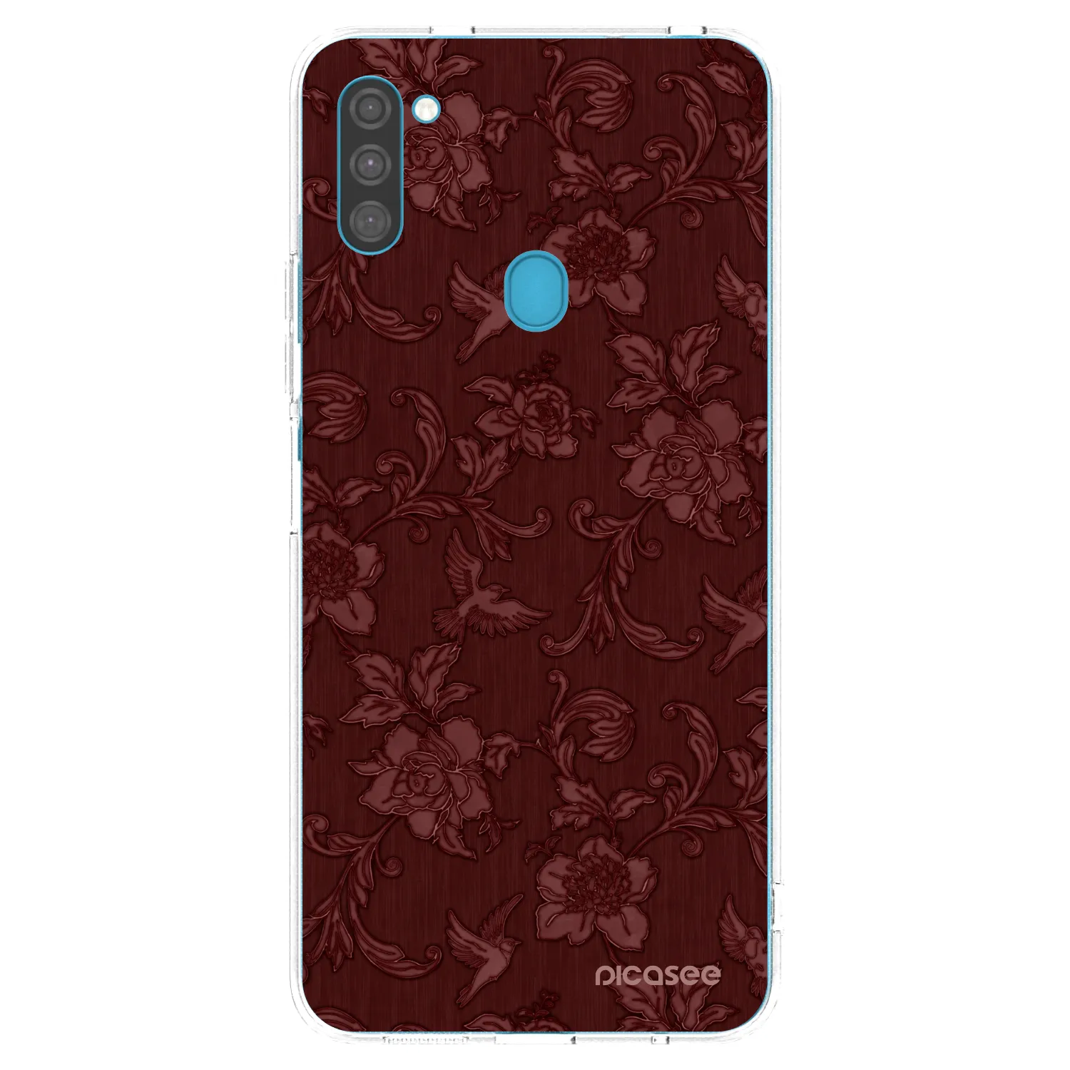 Picasee silikonowe przeźroczyste etui na Samsung Galaxy M11 - Red Elegance