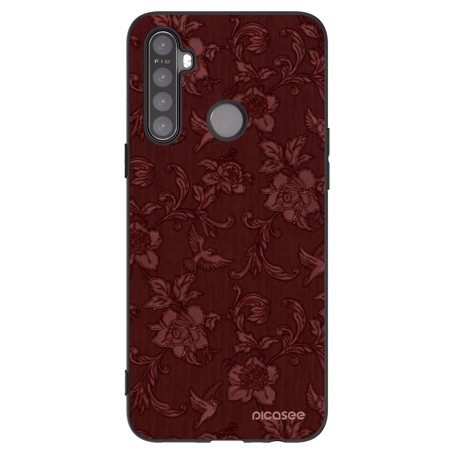 Picasee silikonowe czarne etui na Realme 5 - Red Elegance
