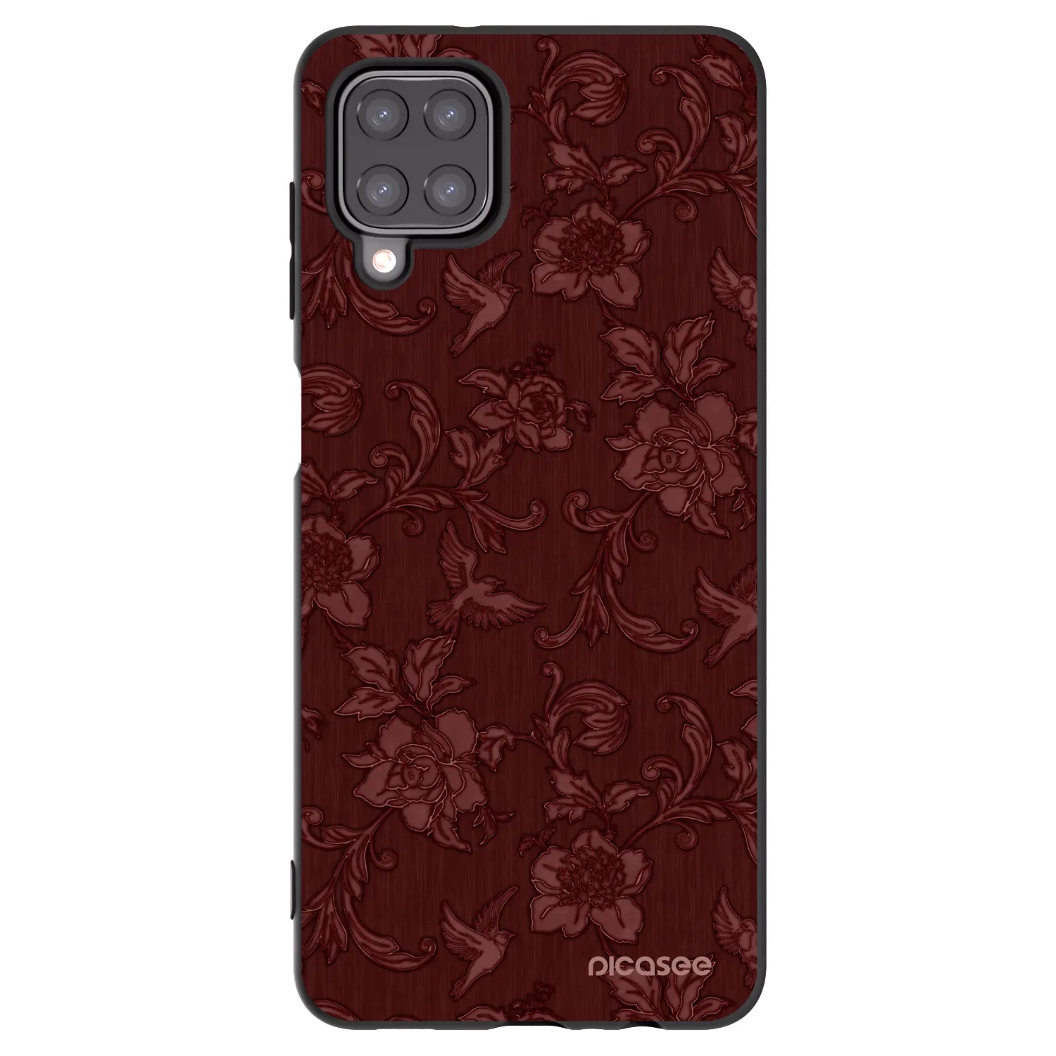 Picasee silikonowe czarne etui na Samsung Galaxy A12 A125F - Red Elegance