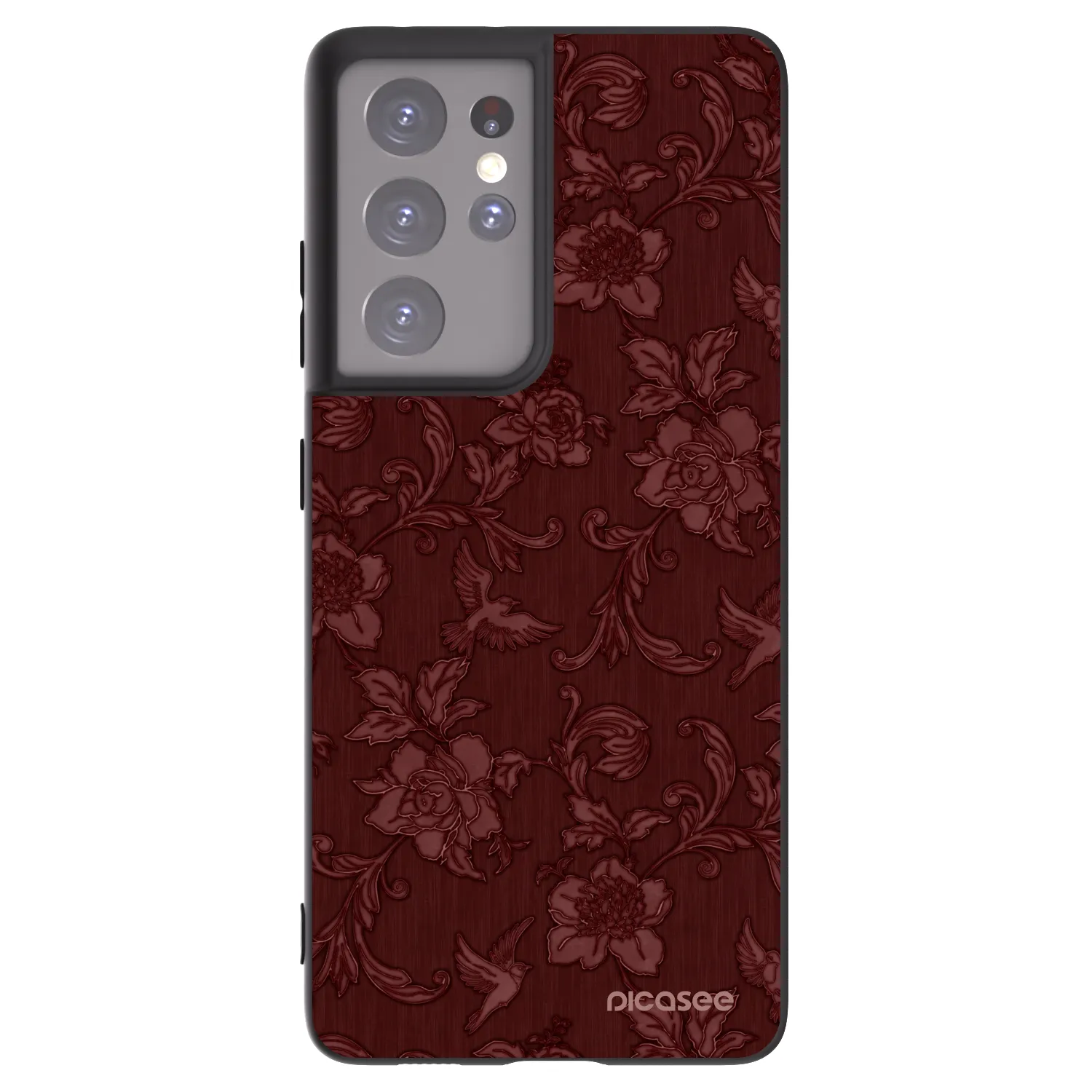 Picasee silikonowe czarne etui na Samsung Galaxy S21 Ultra 5G G998B - Red Elegance
