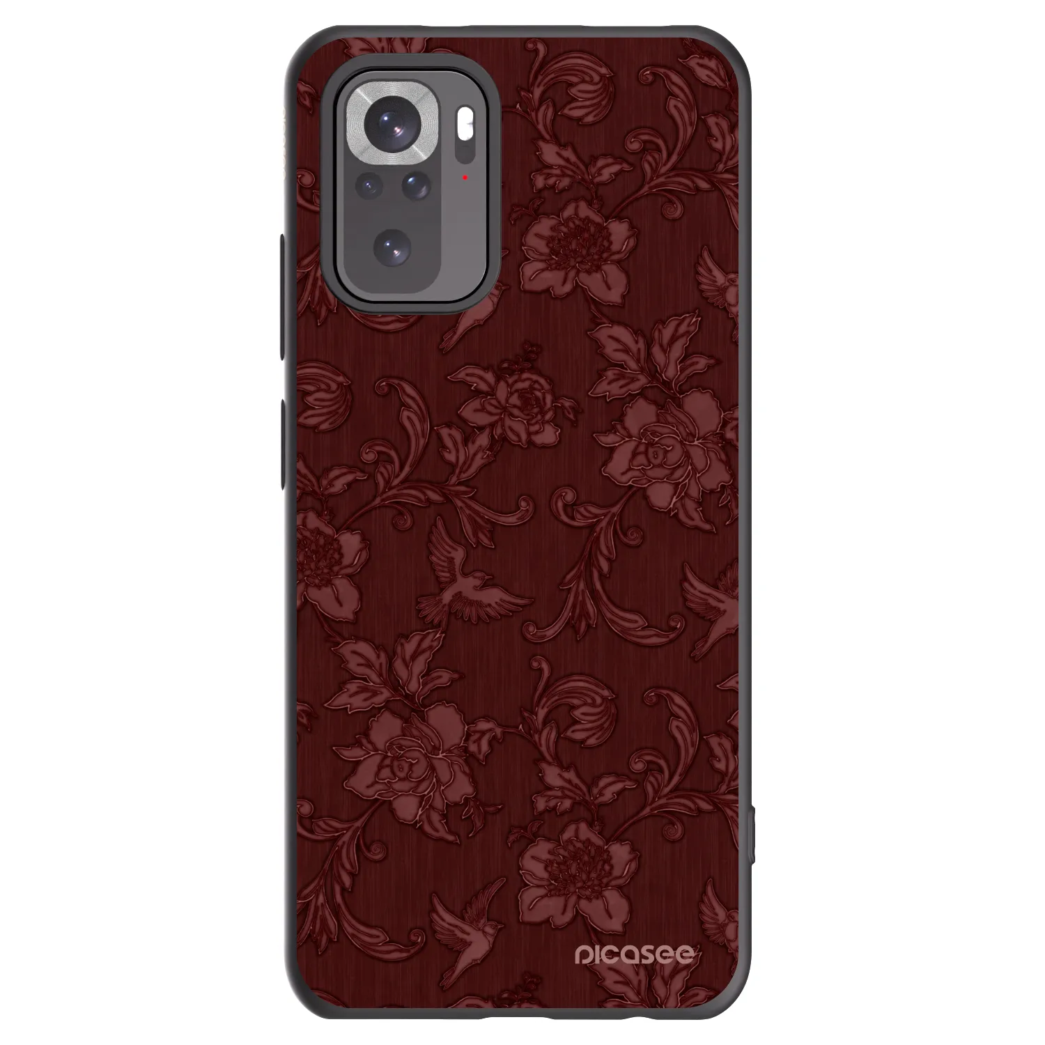 Picasee silikonowe czarne etui na Xiaomi Redmi Note 10S - Red Elegance