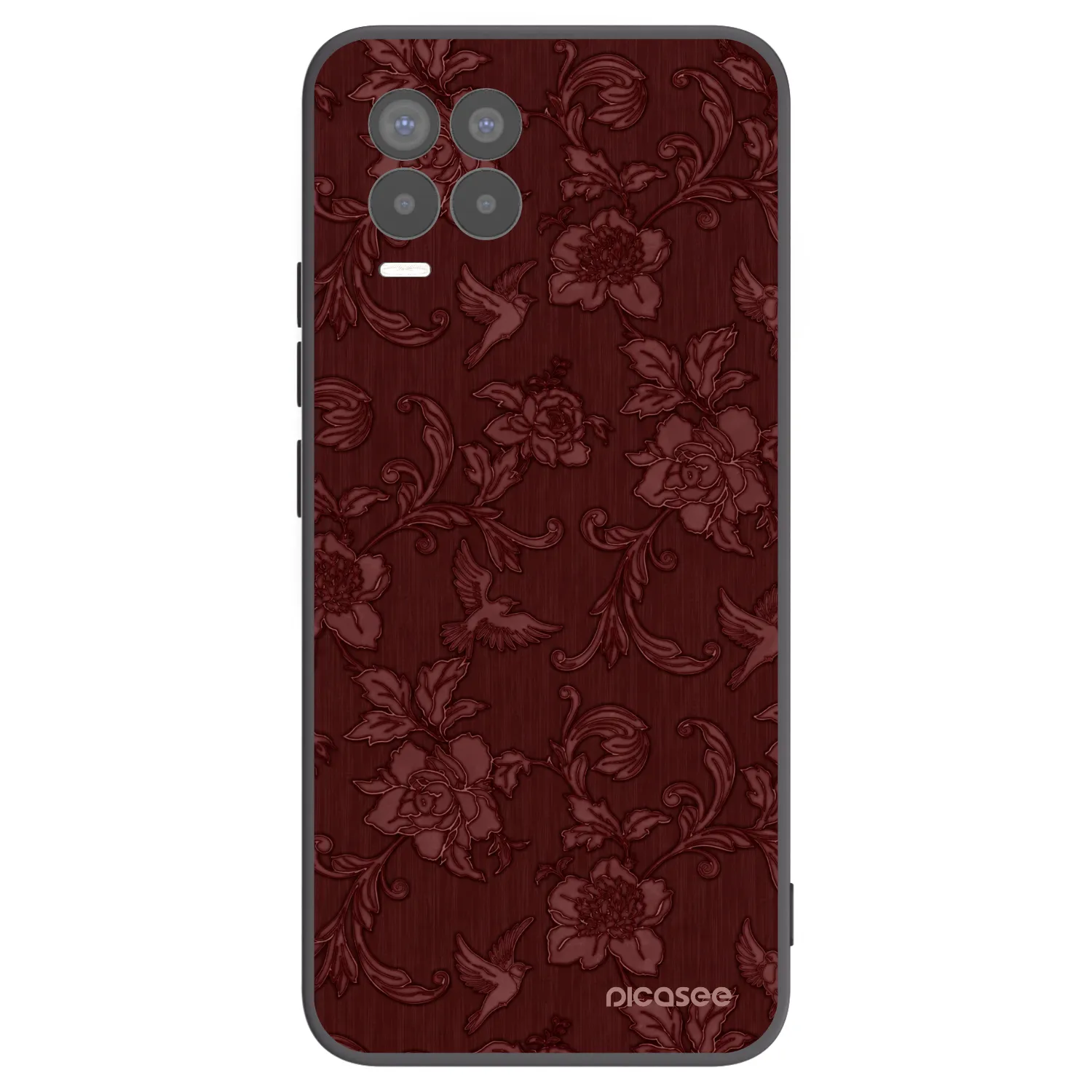 Picasee silikonowe czarne etui na Realme 8 4G - Red Elegance