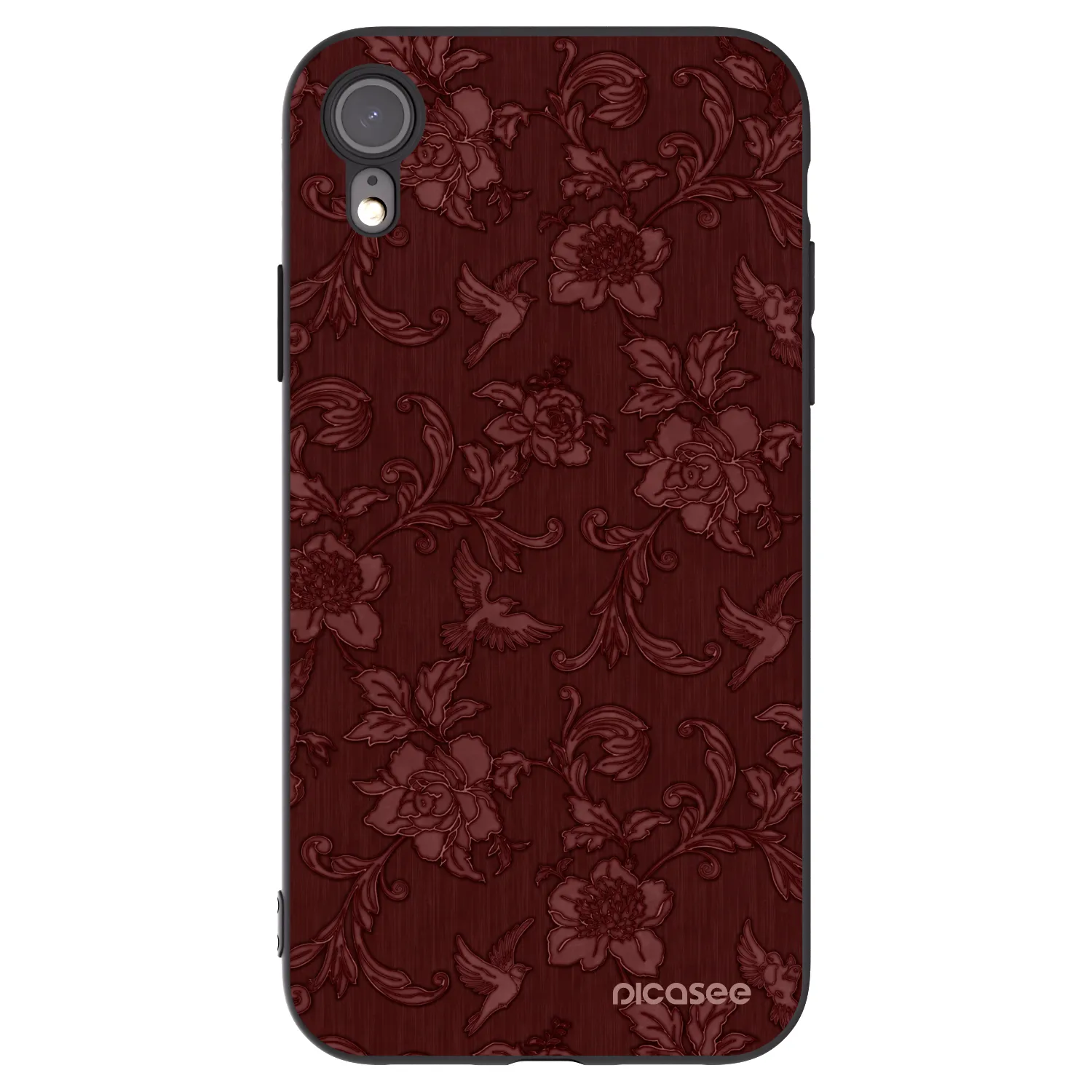 Picasee silikonowe czarne etui na Apple iPhone XR - Red Elegance