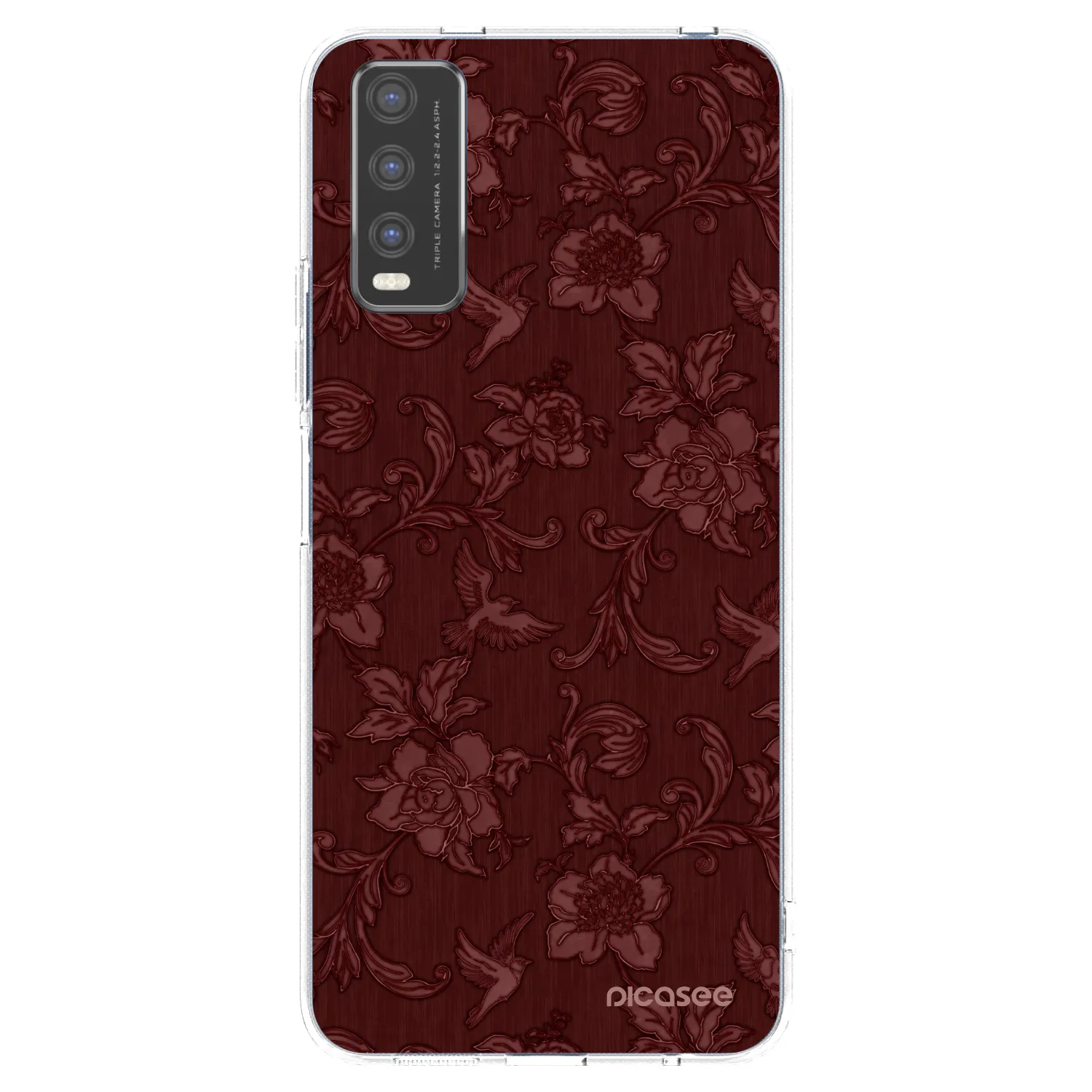 Picasee silikonowe przeźroczyste etui na Vivo Y20s - Red Elegance