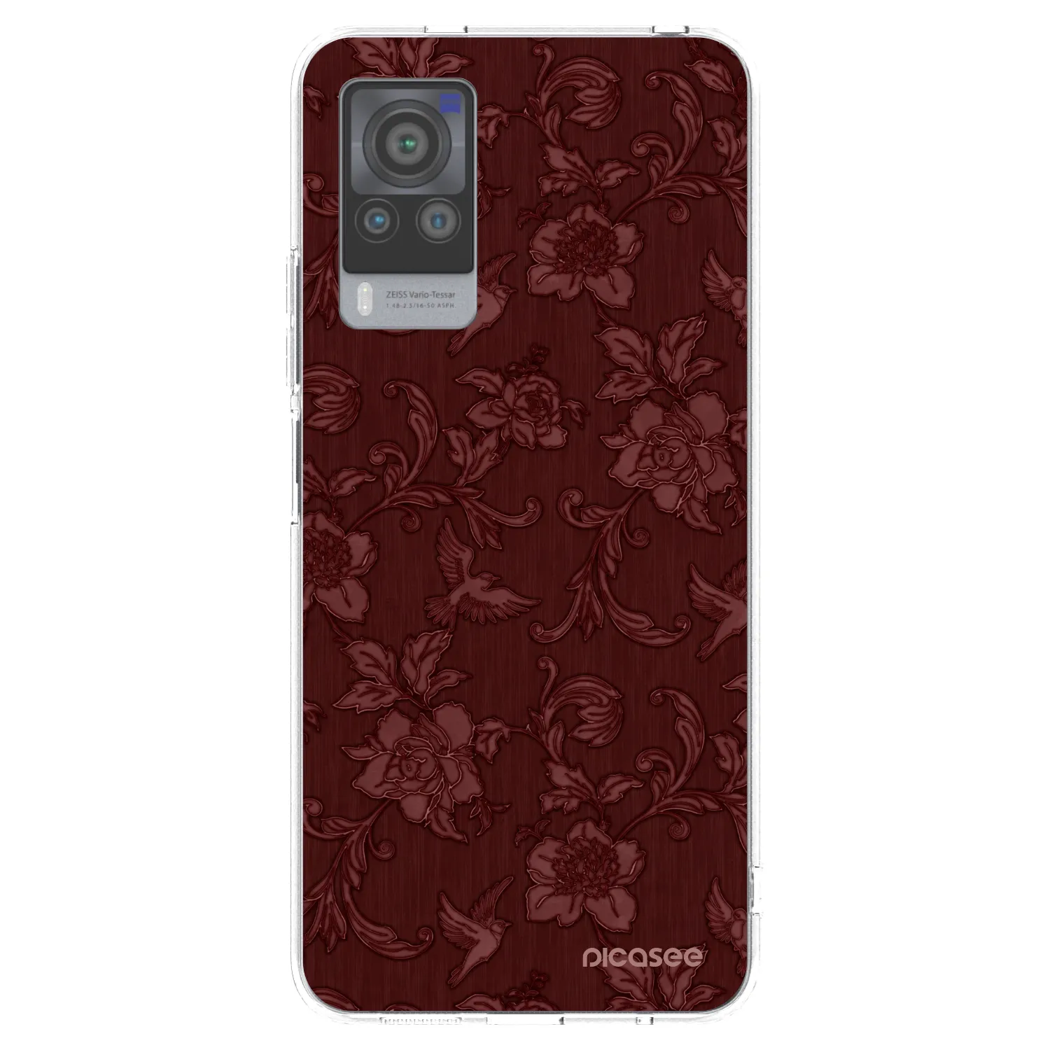 Picasee silikonowe przeźroczyste etui na Vivo X60 Pro 5G - Red Elegance