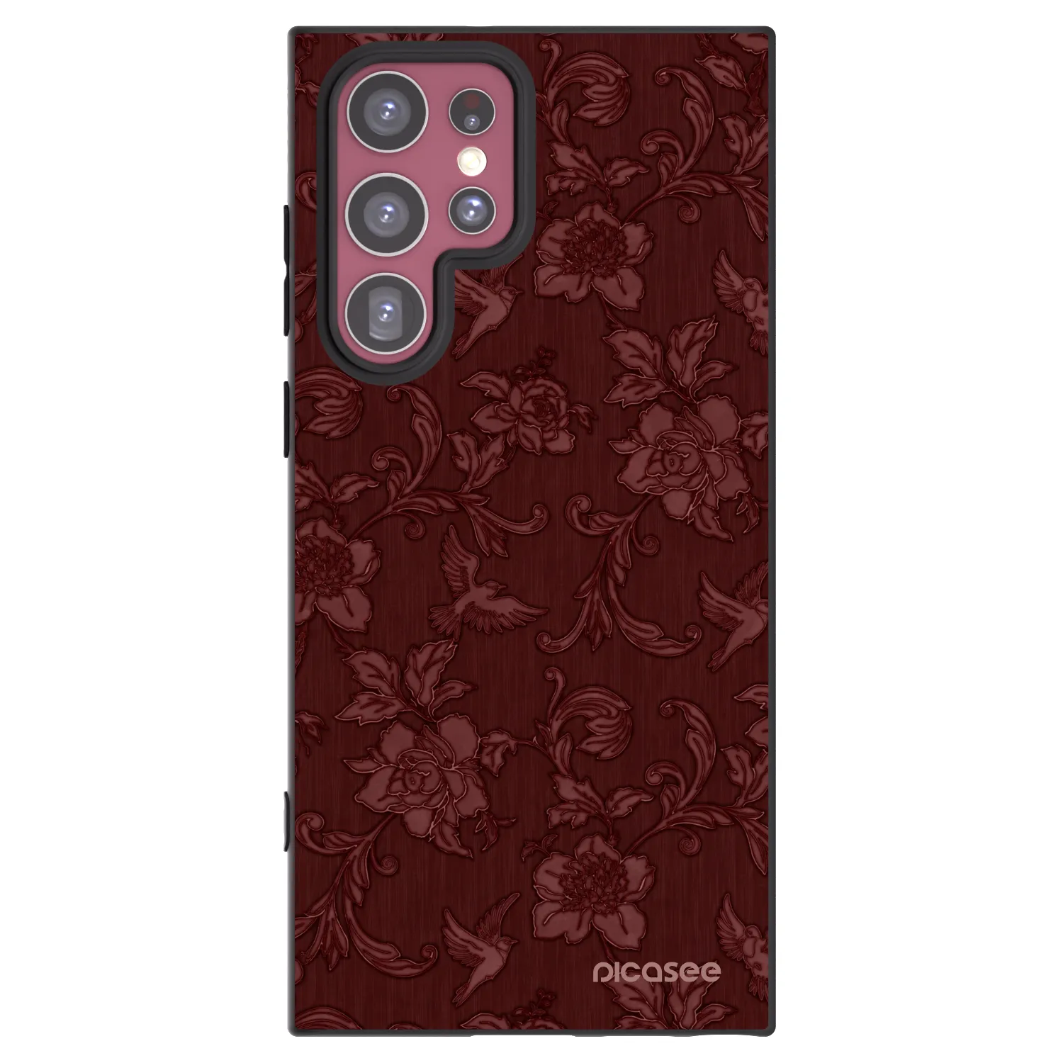 Picasee silikonowe czarne etui na Samsung Galaxy S22 Ultra 5G - Red Elegance