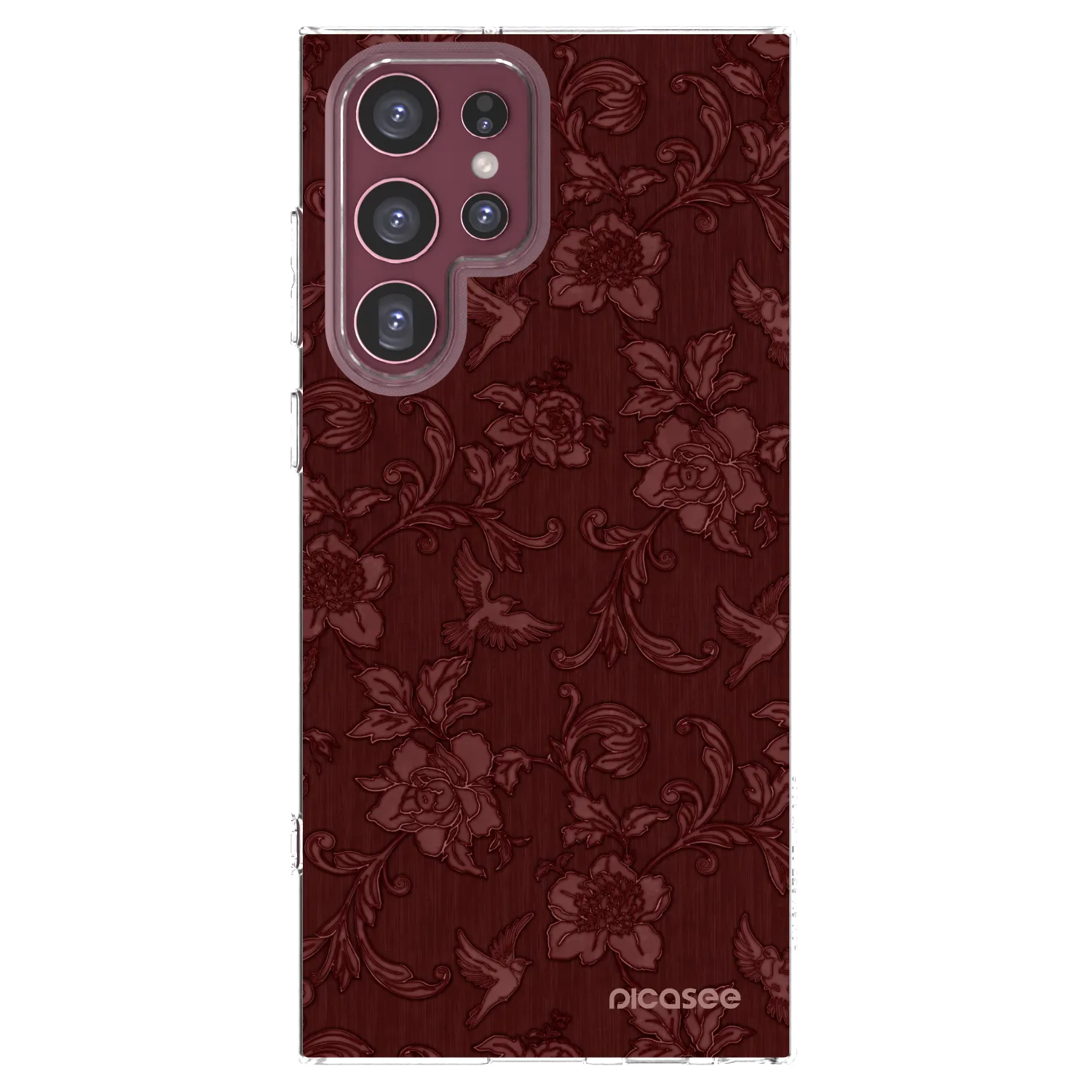 Picasee silikonowe przeźroczyste etui na Samsung Galaxy S22 Ultra 5G - Red Elegance