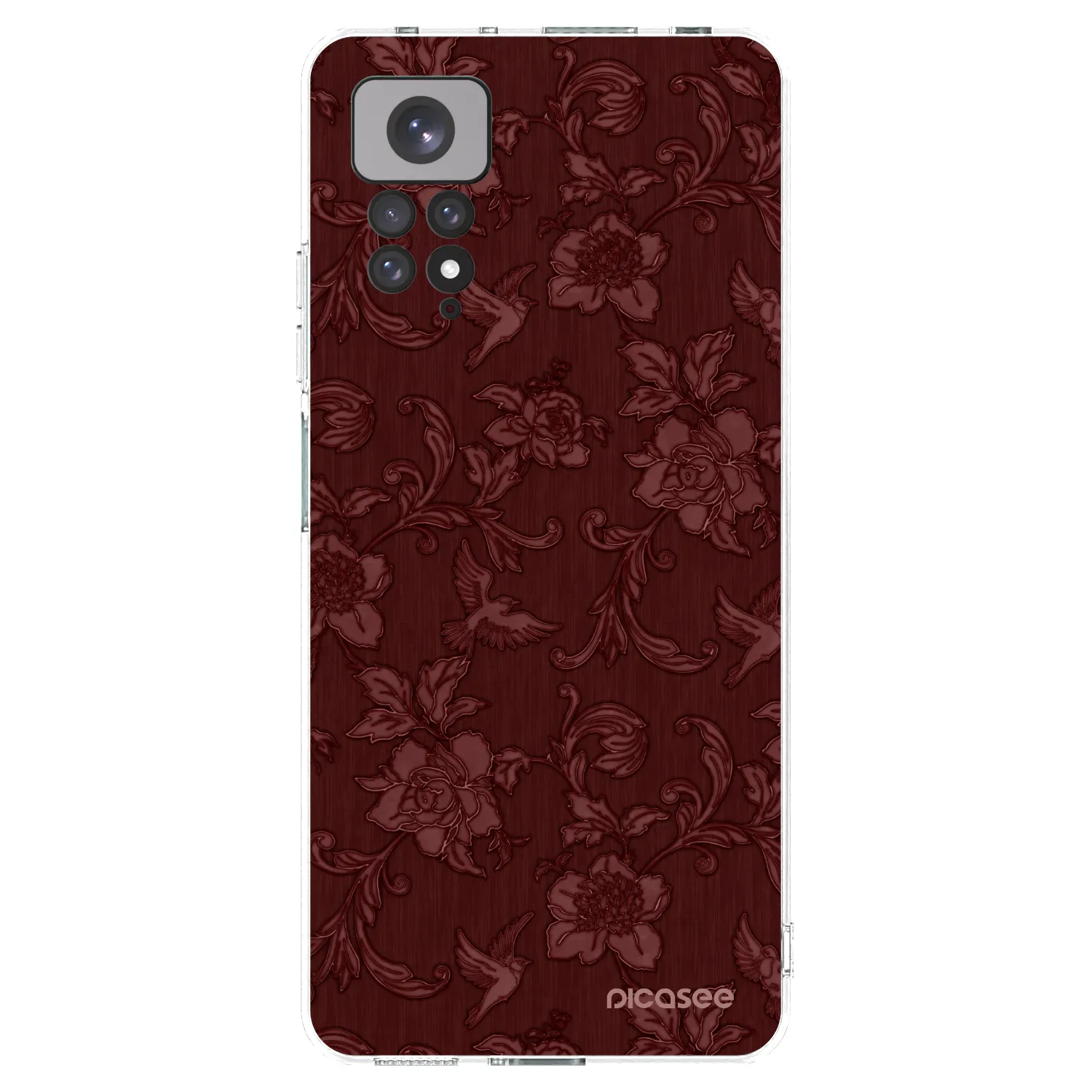 Picasee silikonowe przeźroczyste etui na Xiaomi Redmi Note 11S 4G - Red Elegance