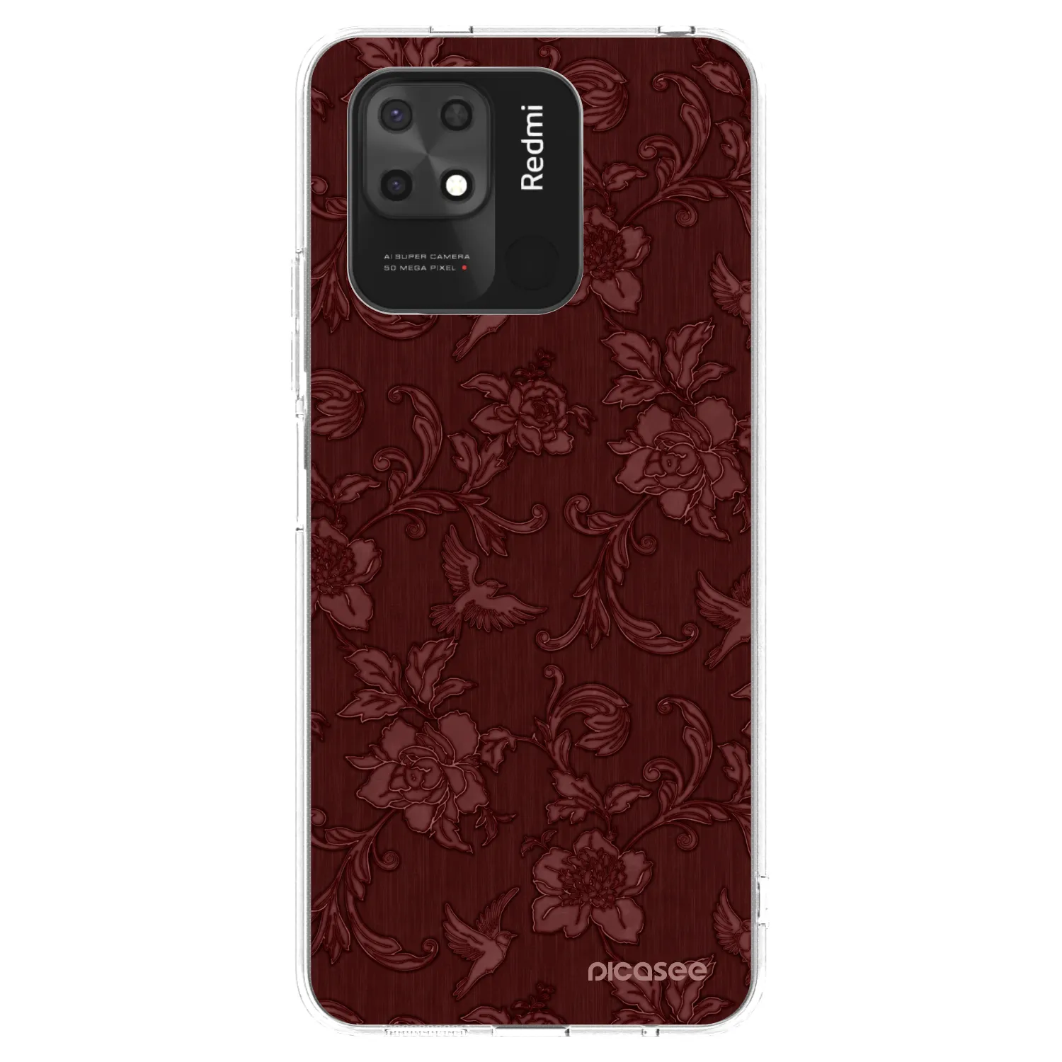 Picasee silikonowe przeźroczyste etui na Xiaomi Redmi 10C - Red Elegance