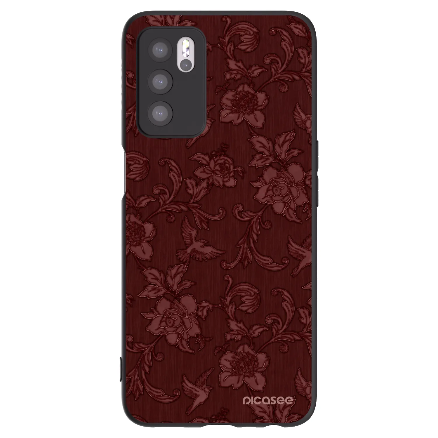 Picasee silikonowe czarne etui na OPPO A16 - Red Elegance