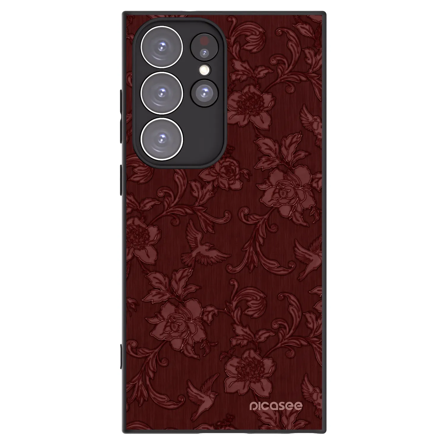 Picasee silikonowe czarne etui na Samsung Galaxy S23 Ultra 5G - Red Elegance