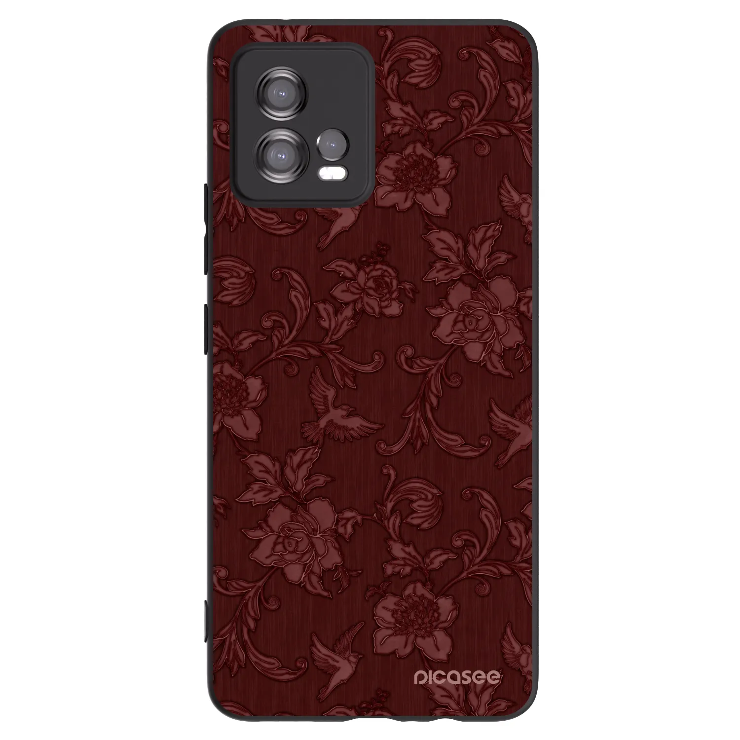 Picasee silikonowe czarne etui na Motorola Moto G72 - Red Elegance