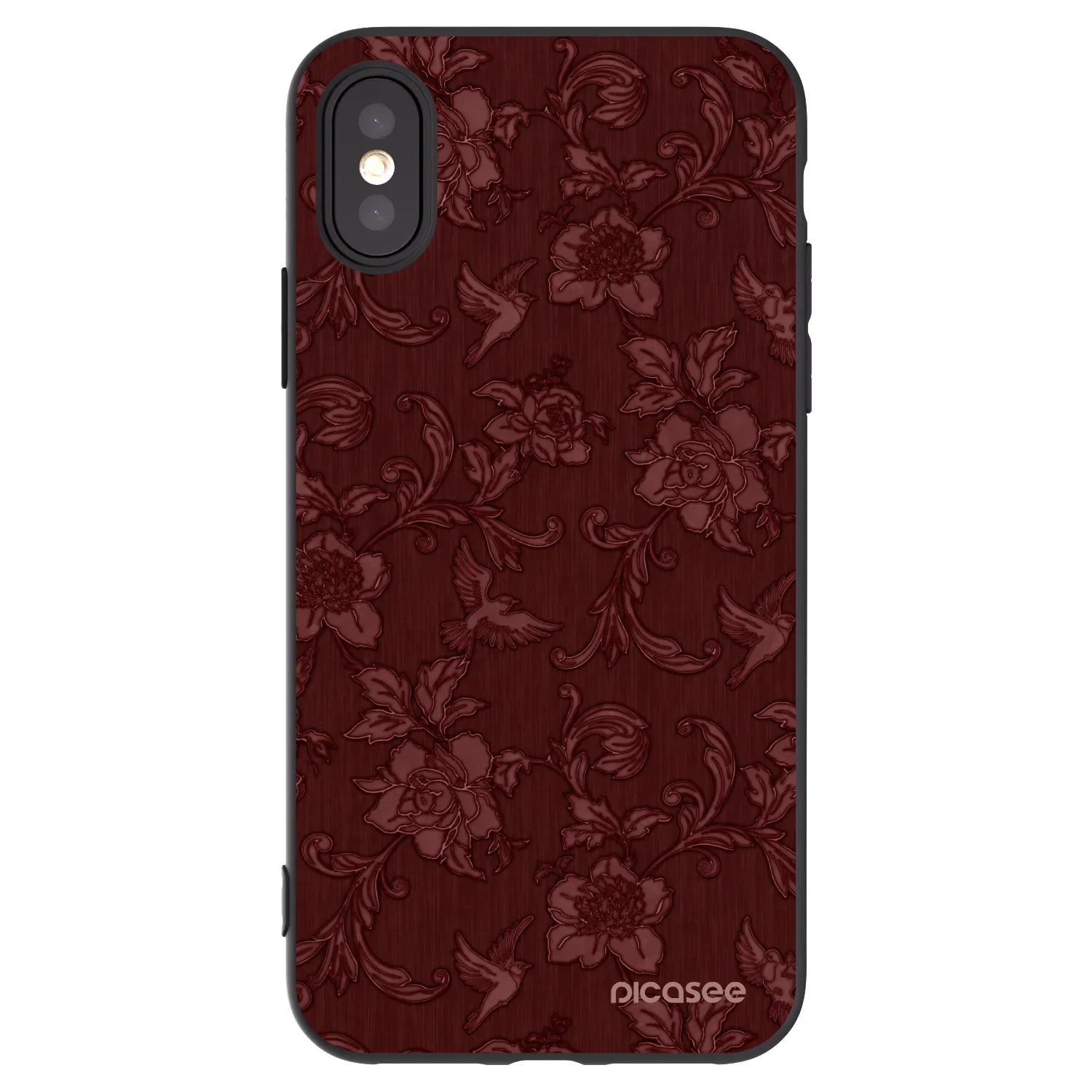 Picasee silikonowe czarne etui na Apple iPhone X/XS - Red Elegance