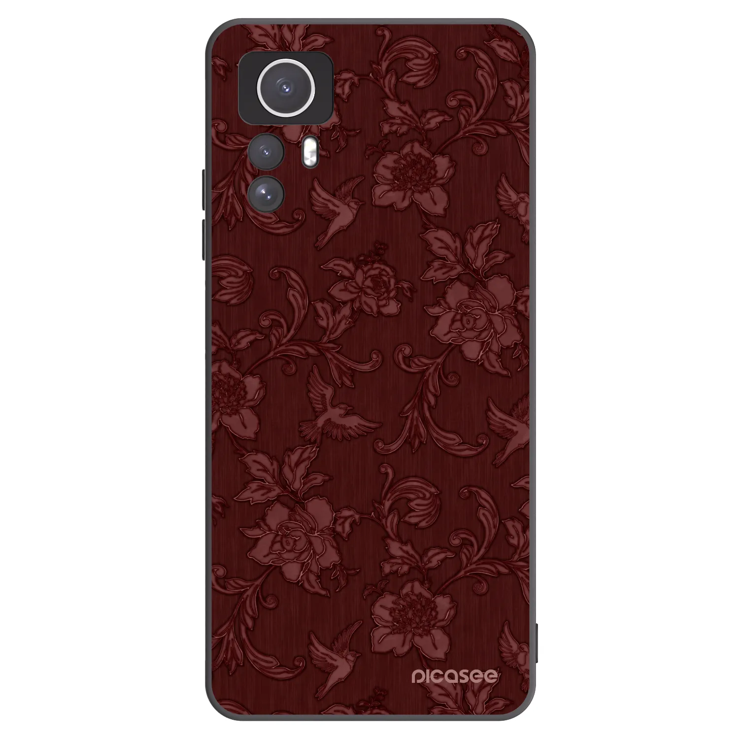 Picasee silikonowe czarne etui na Xiaomi Redmi Note 12S - Red Elegance