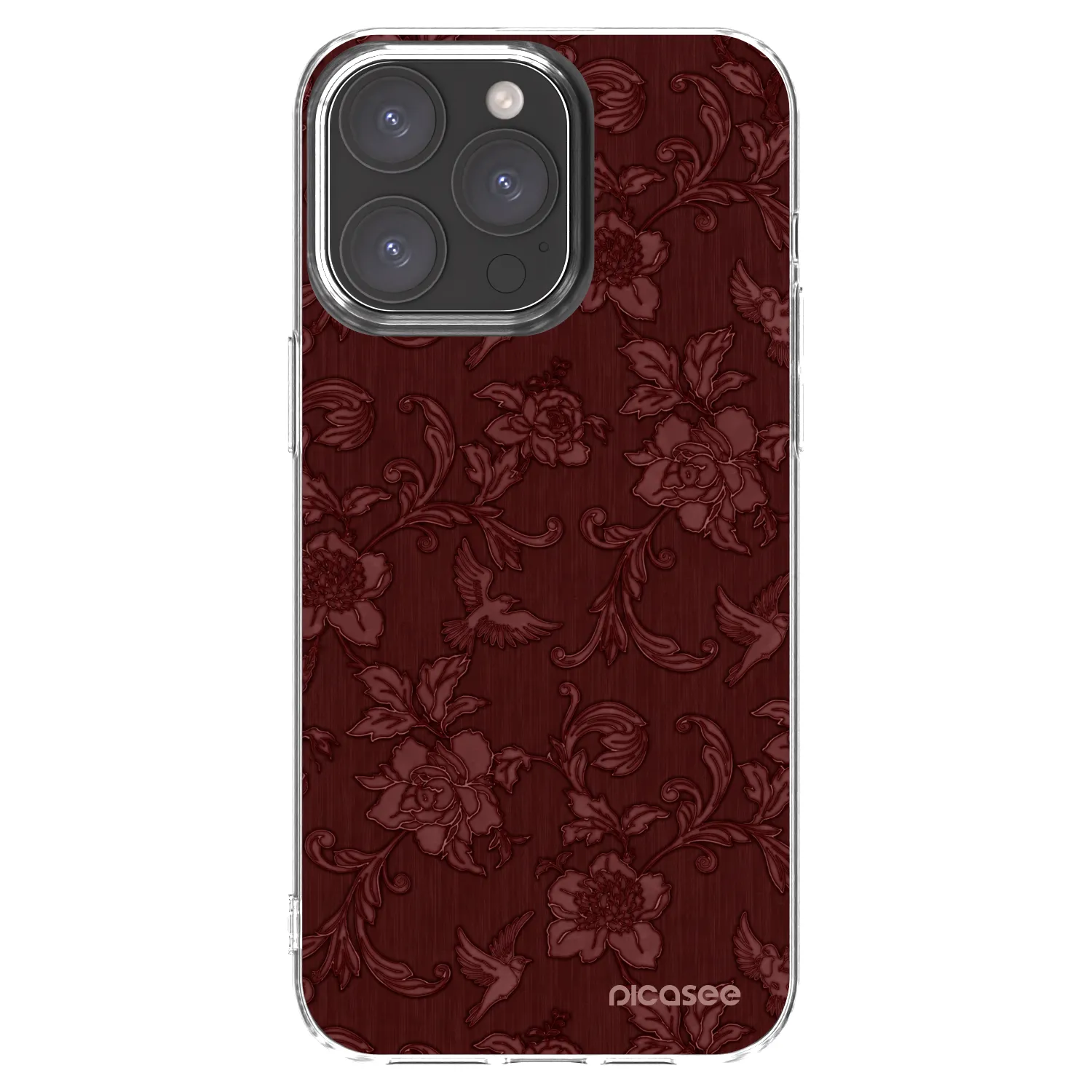 Picasee silikonowe przeźroczyste etui na Apple iPhone 15 Pro Max - Red Elegance