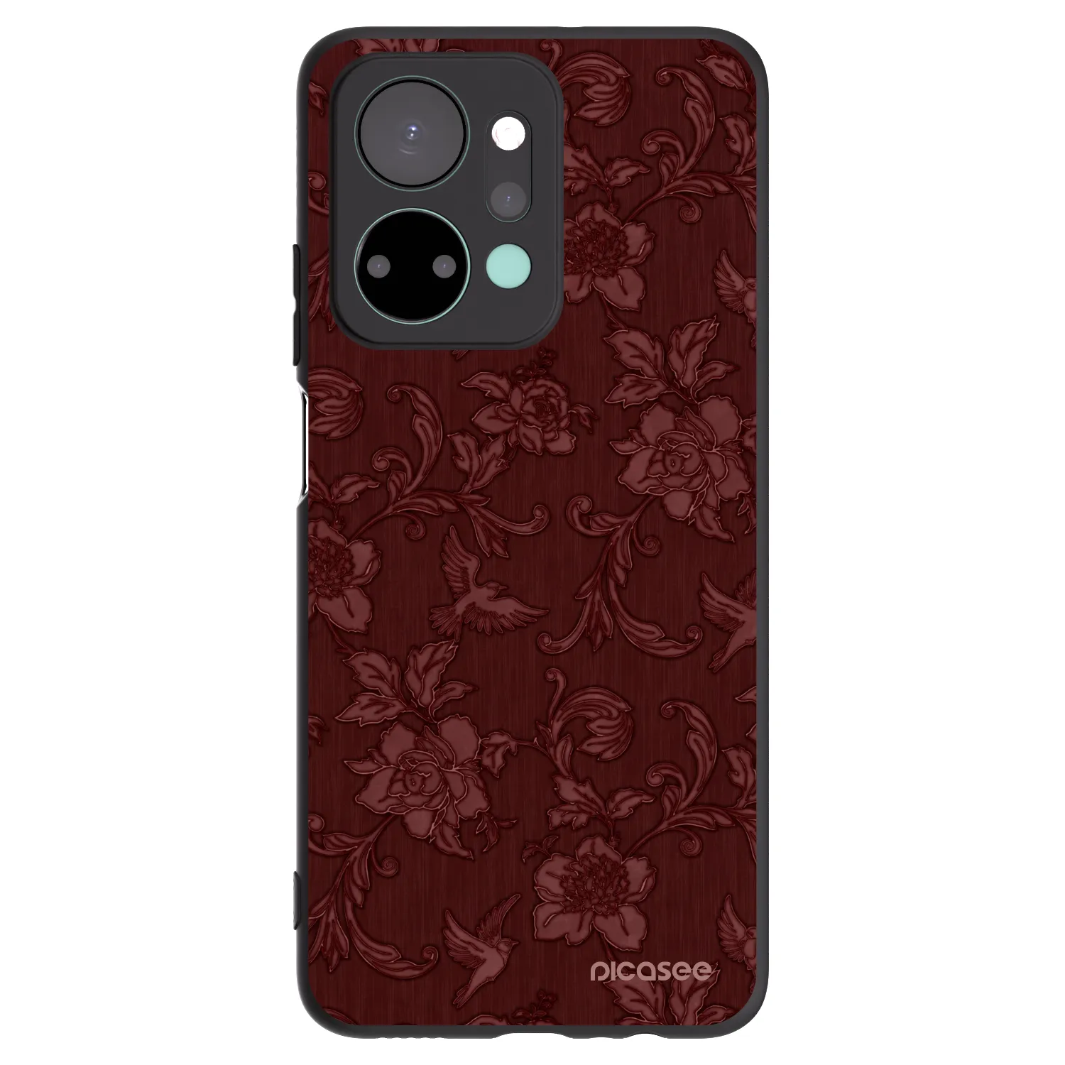 Picasee silikonowe czarne etui na Honor X7a - Red Elegance