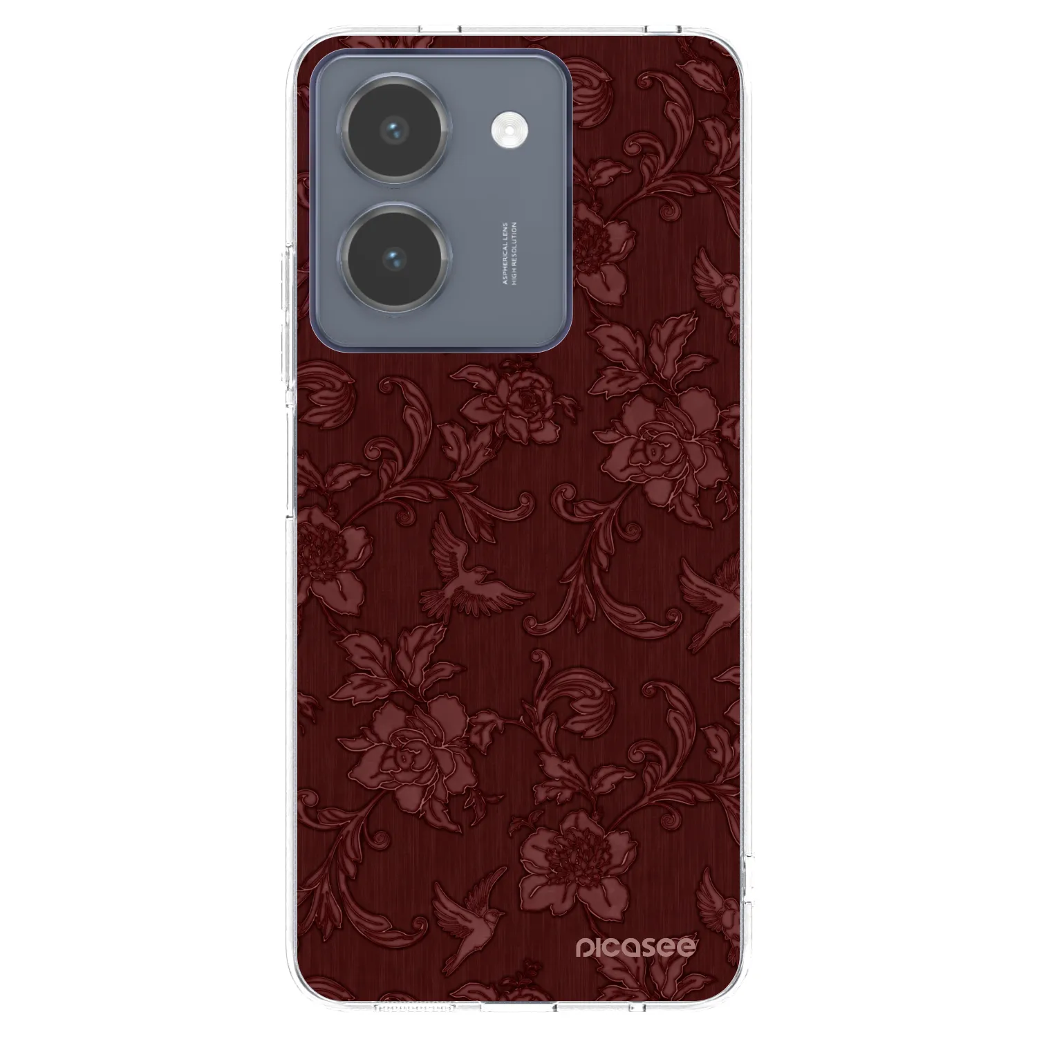 Picasee silikonowe przeźroczyste etui na Vivo Y36 4G - Red Elegance