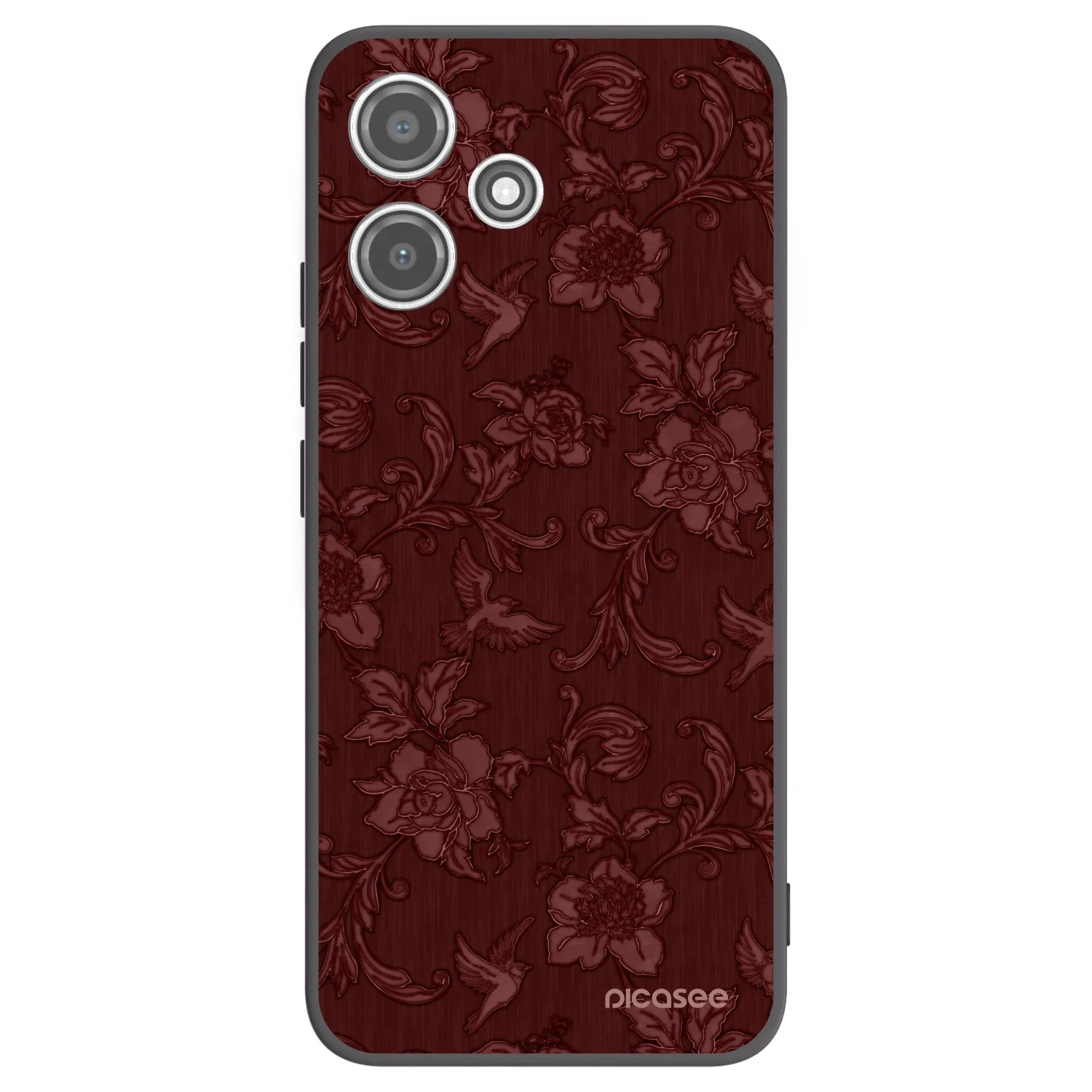 Picasee silikonowe czarne etui na Xiaomi Redmi 12 5G - Red Elegance