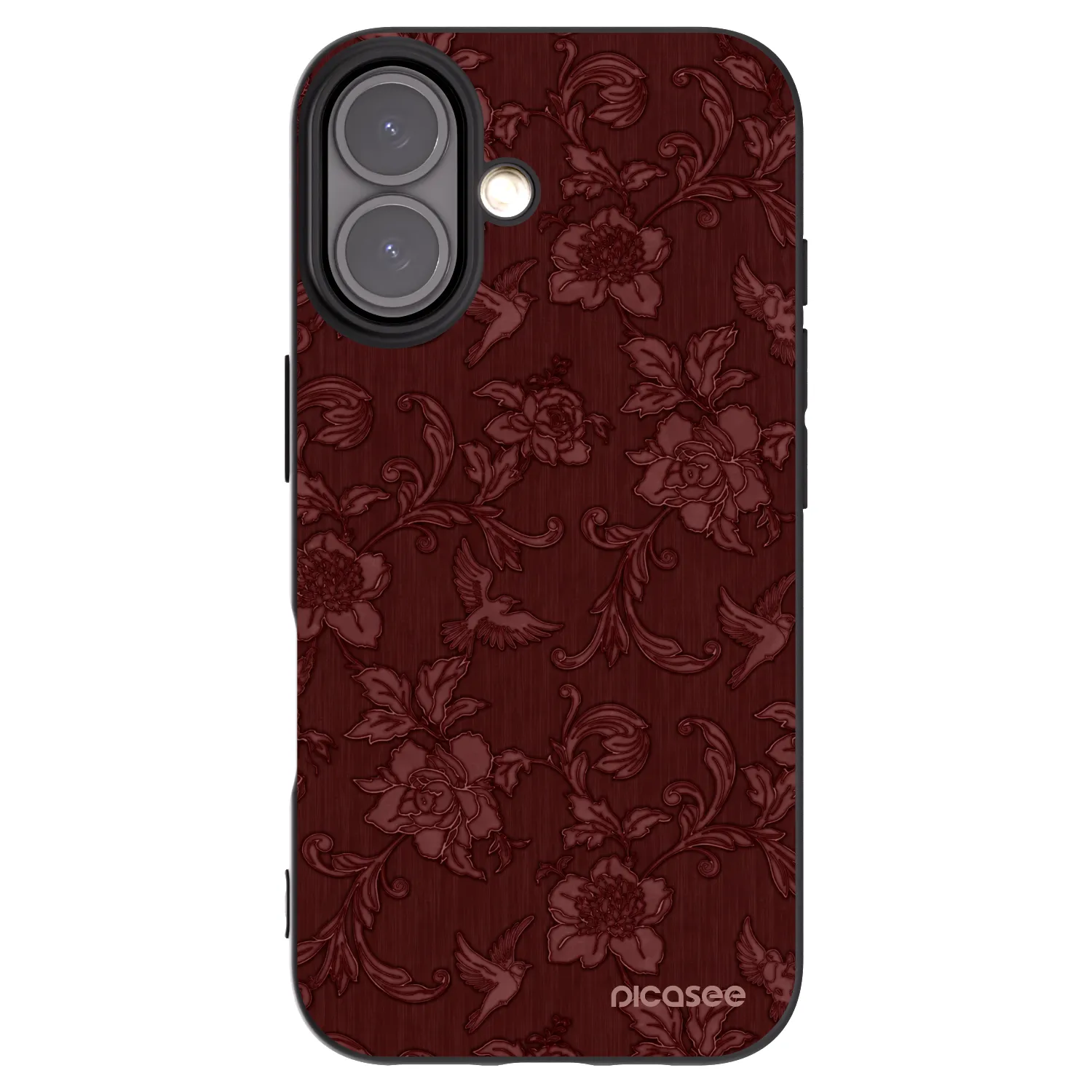 Picasee silikonowe czarne etui na Apple iPhone 16 - Red Elegance