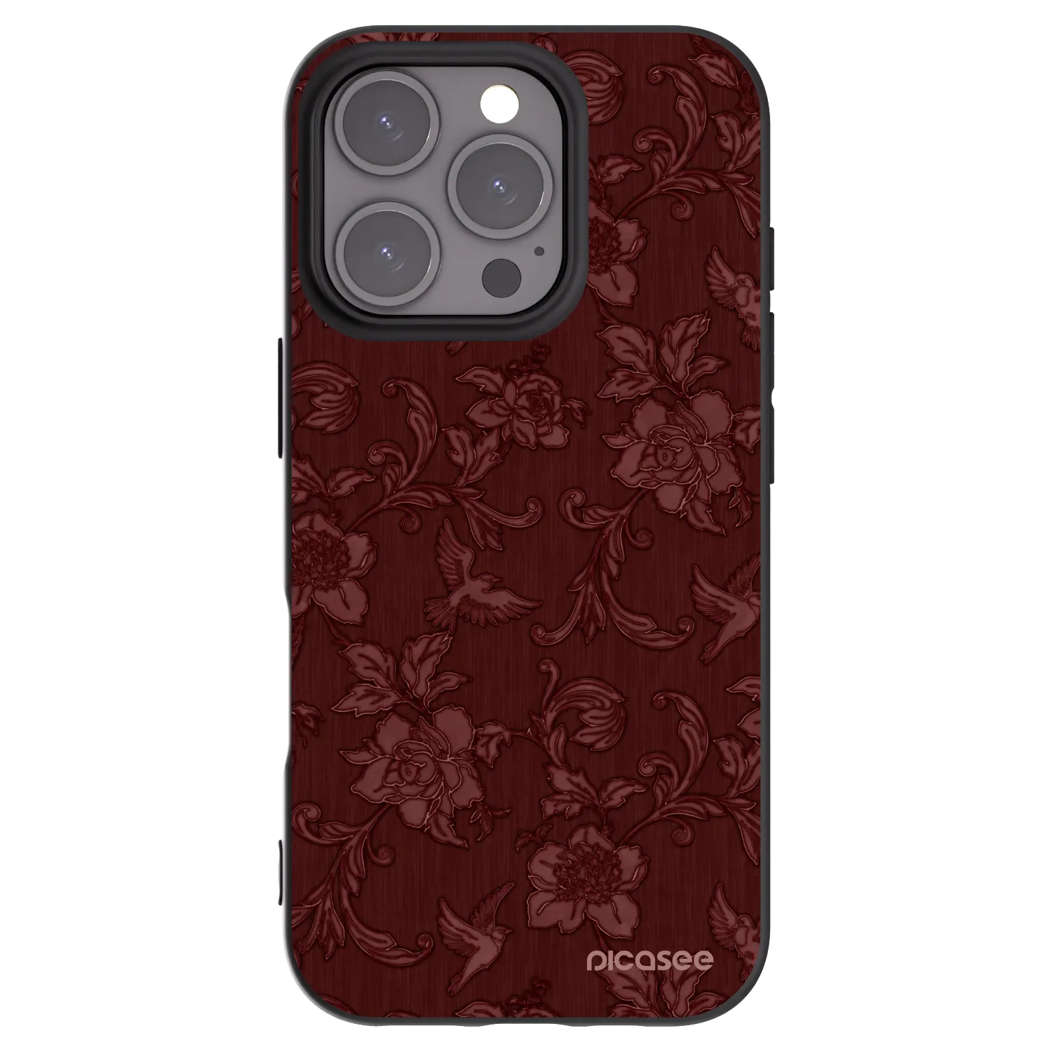 Picasee silikonowe czarne etui na Apple iPhone 16 Pro - Red Elegance