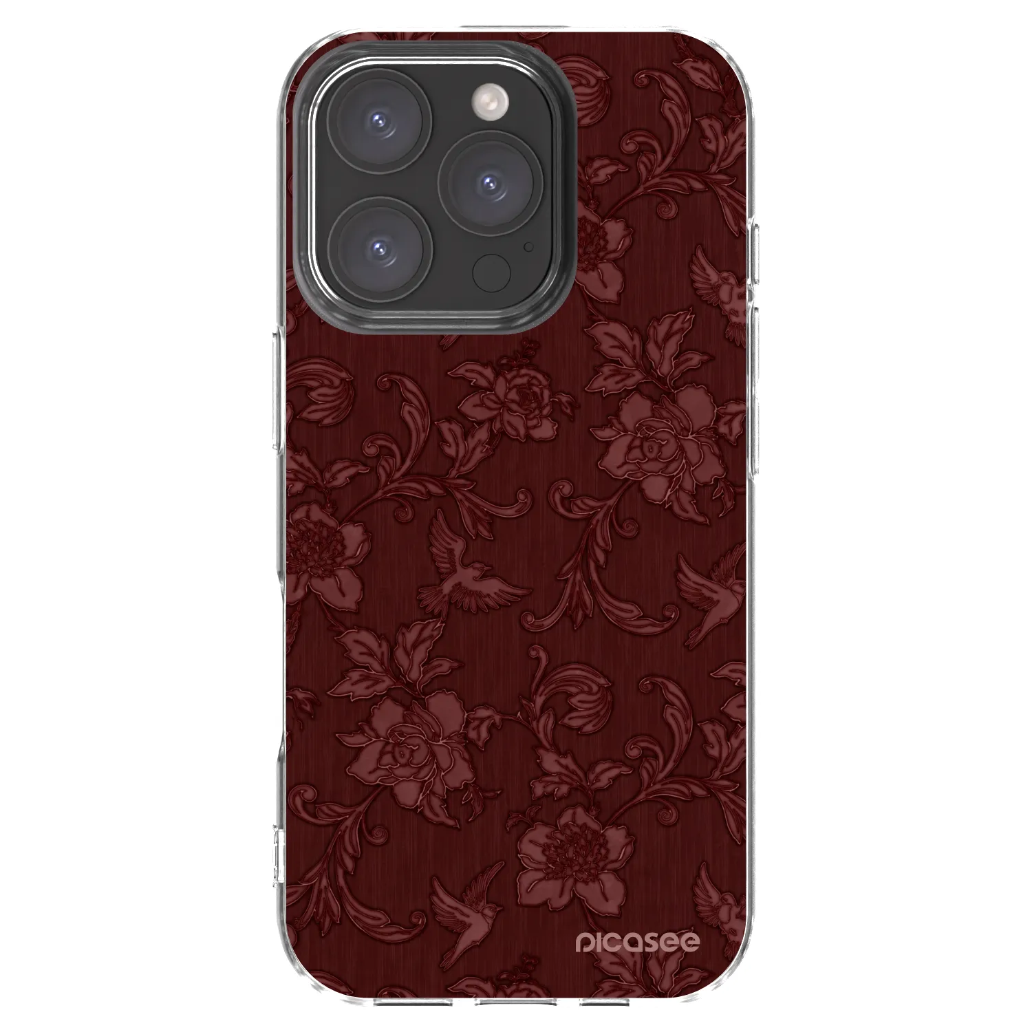 Picasee silikonowe przeźroczyste etui na Apple iPhone 16 Pro - Red Elegance