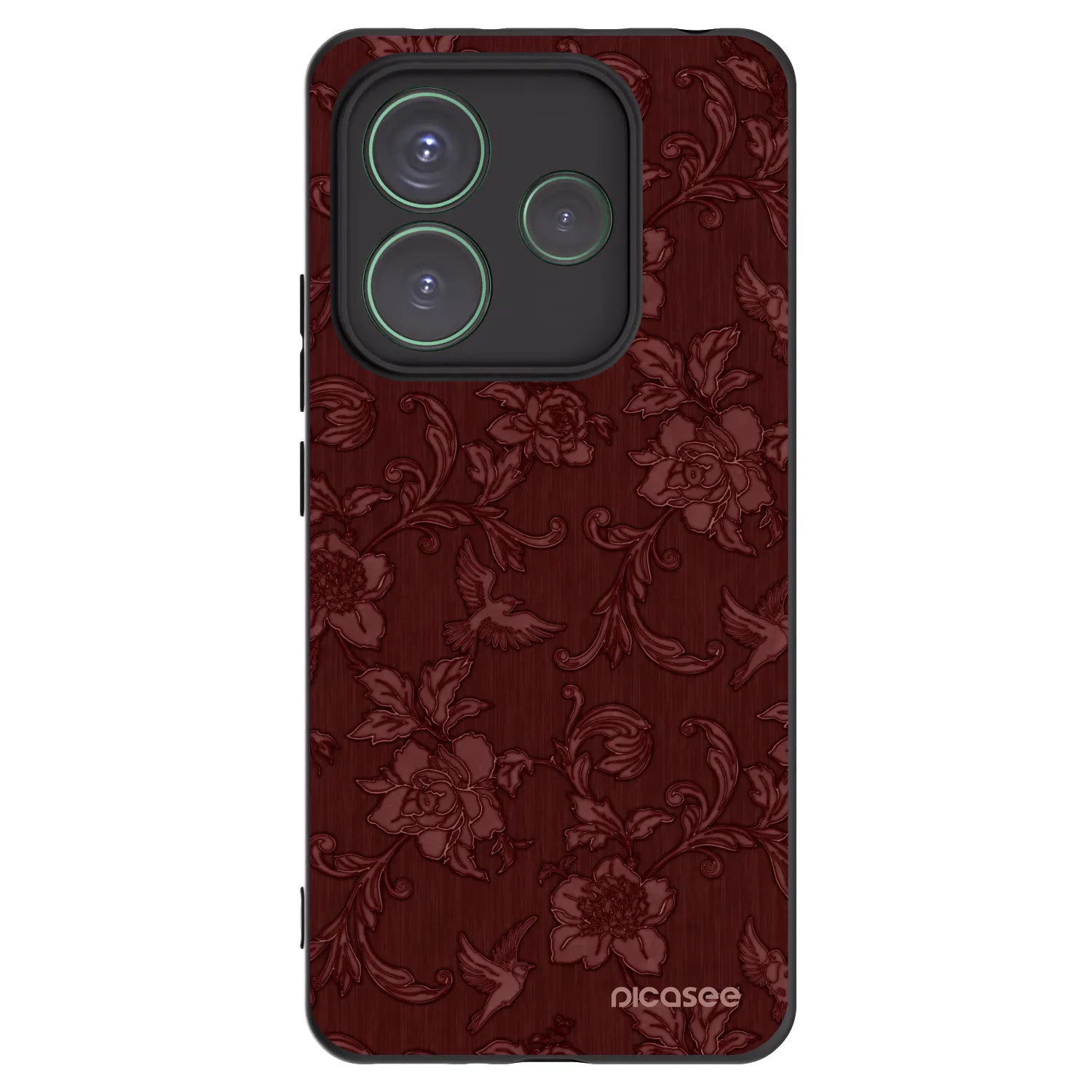 Picasee silikonowe czarne etui na Xiaomi Redmi Note 14 5G - Red Elegance