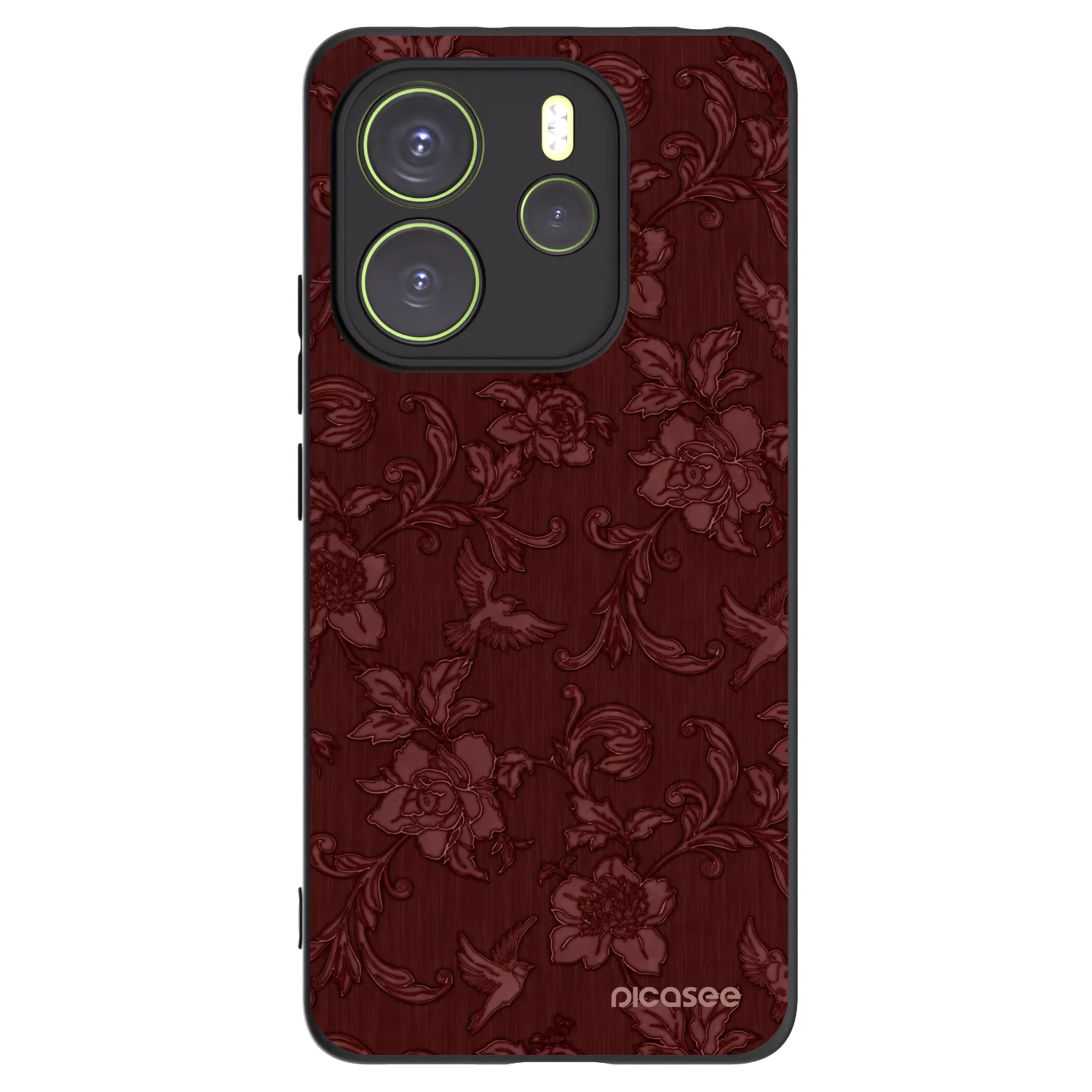 Picasee silikonowe czarne etui na Xiaomi Redmi Note 14 4G - Red Elegance