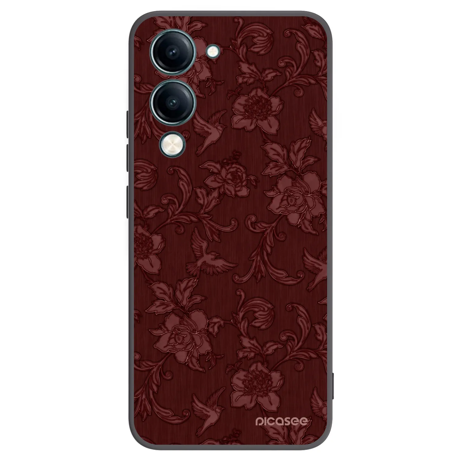 Picasee silikonowe czarne etui na Vivo Y29s 5G - Red Elegance