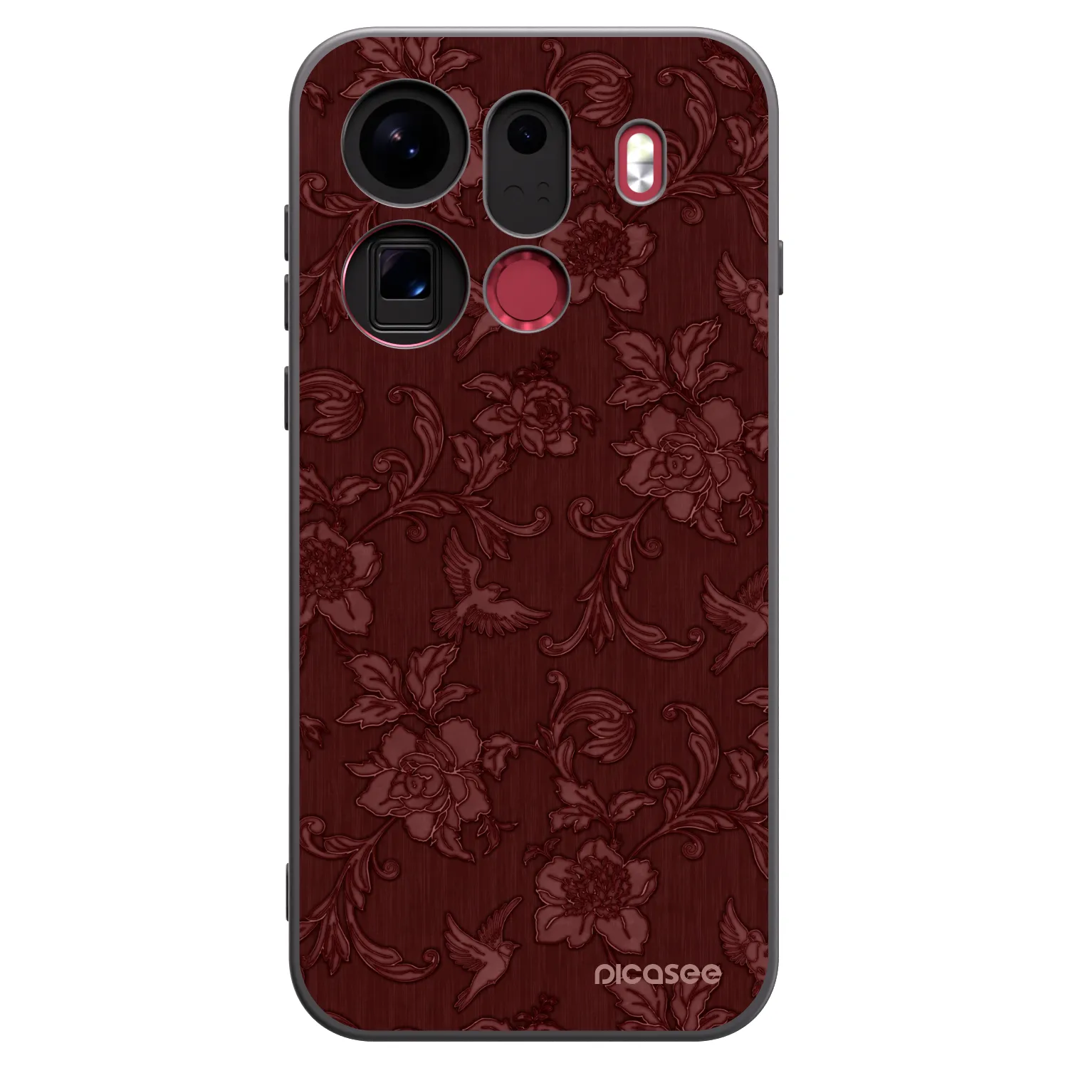 Picasee silikonowe czarne etui na OPPO Find X9 Pro - Red Elegance