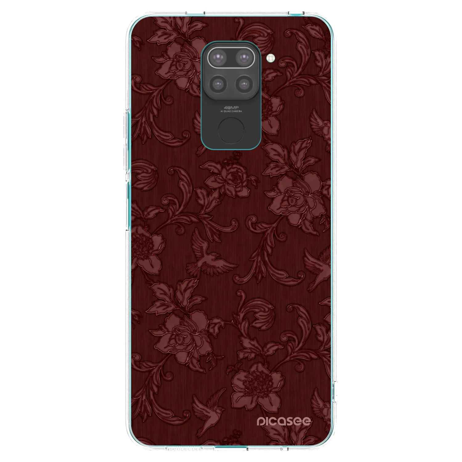 Picasee silikonowe czarne etui na Xiaomi Redmi Note 9 - Red Elegance