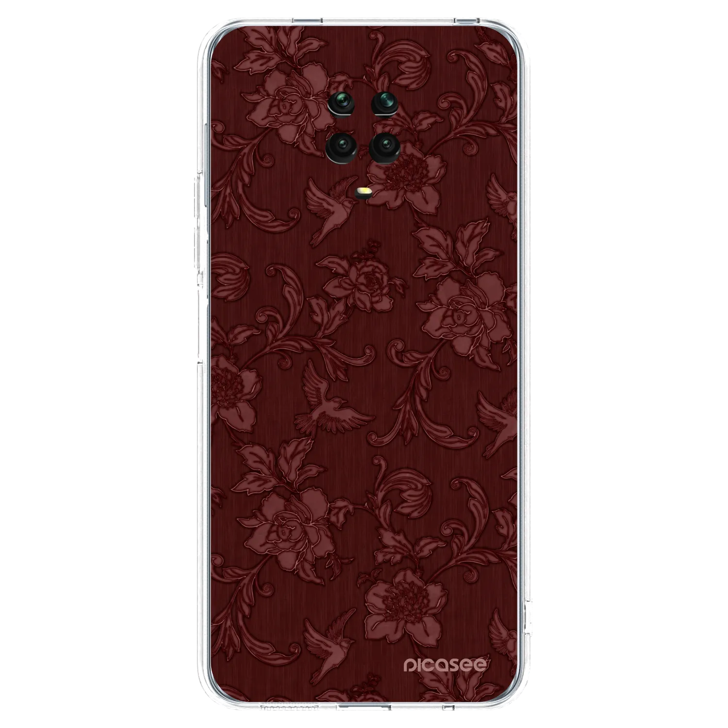 Picasee silikonowe przeźroczyste etui na Xiaomi Redmi Note 9S - Red Elegance