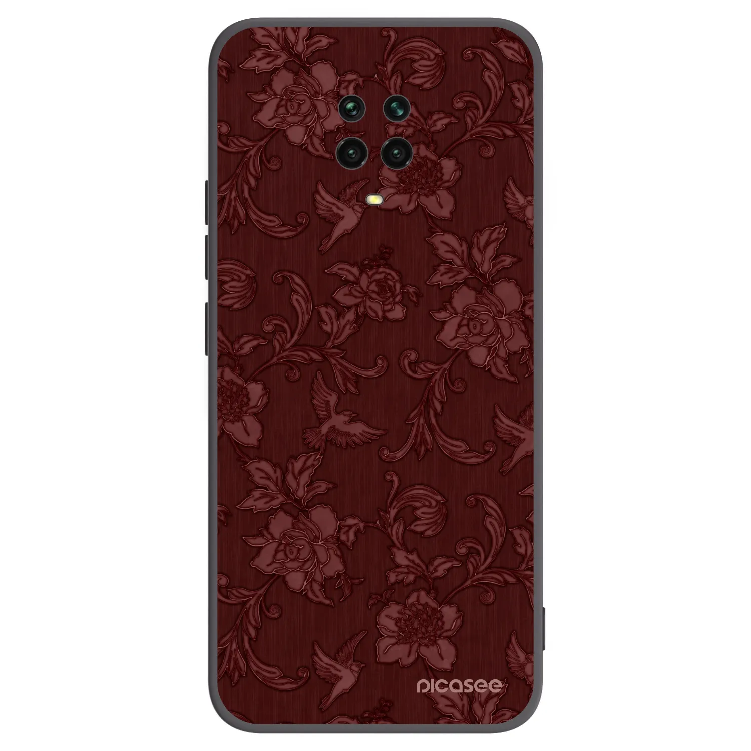 Picasee silikonowe czarne etui na Xiaomi Redmi Note 9S - Red Elegance