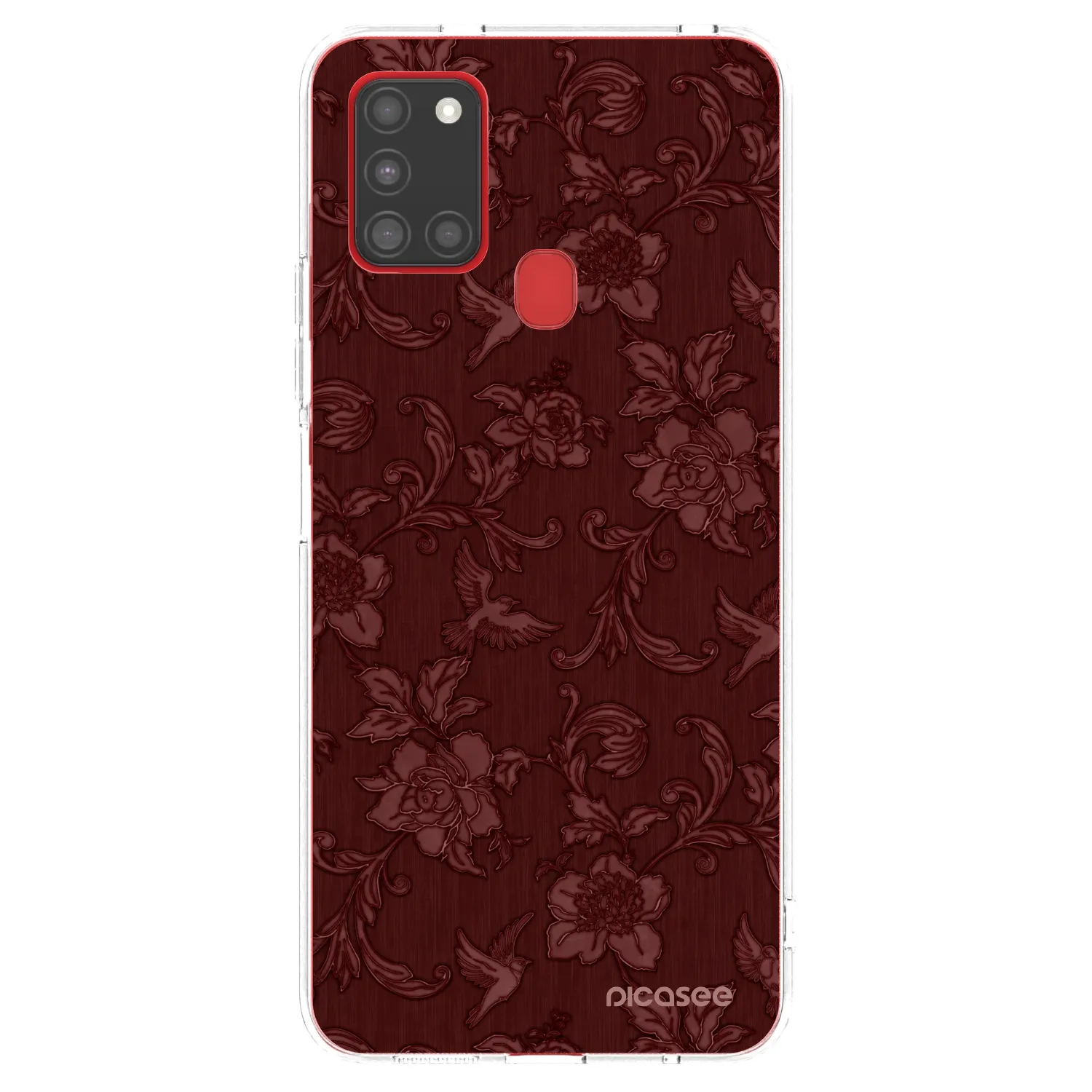 Picasee silikonowe przeźroczyste etui na Samsung Galaxy A21s - Red Elegance