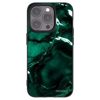 Picasee silikonowe czarne etui na Apple iPhone 15 Pro - Dark emerald