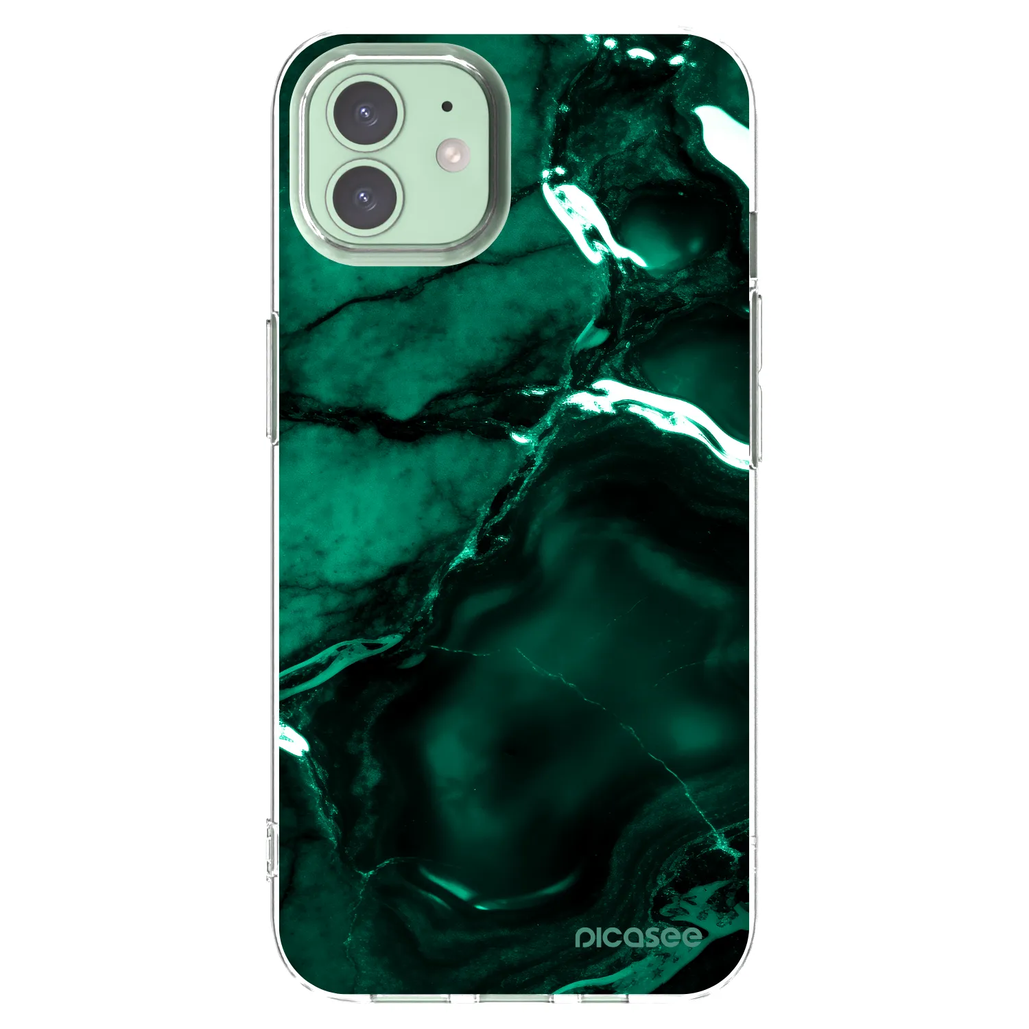Picasee silikonowe przeźroczyste etui na Apple iPhone 12 - Dark emerald