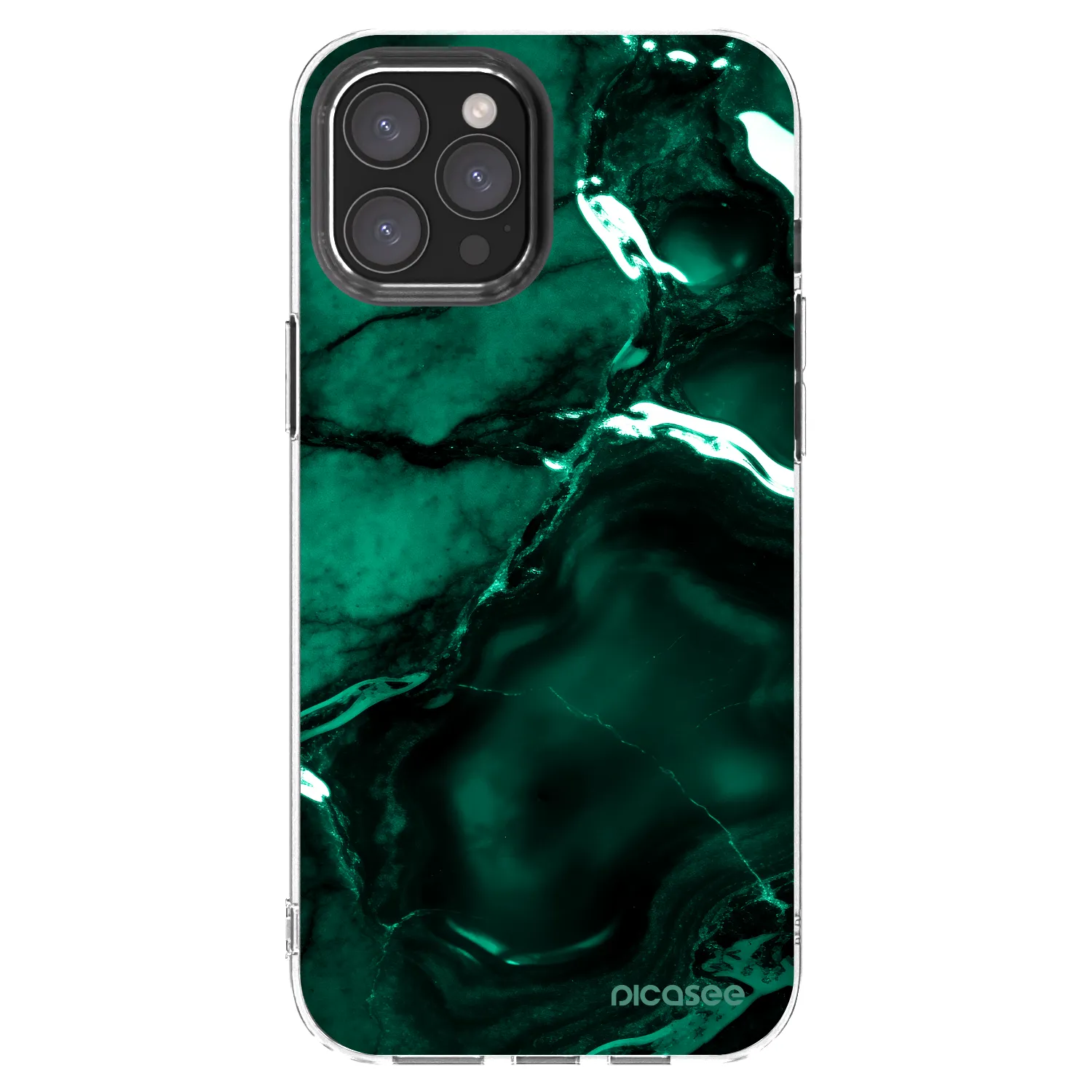 Picasee silikonowe przeźroczyste etui na Apple iPhone 12 Pro Max - Dark emerald