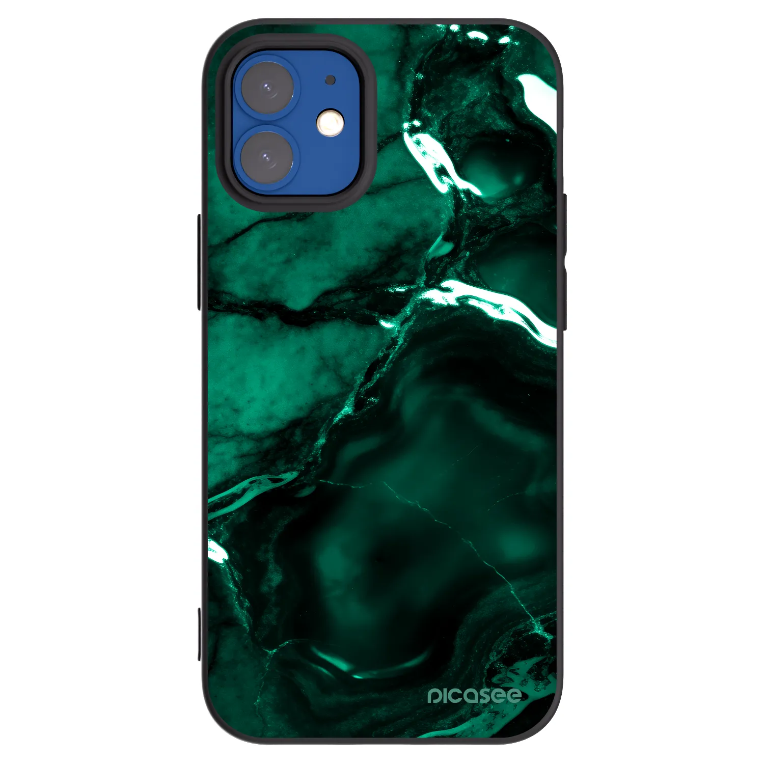 Picasee silikonowe czarne etui na Apple iPhone 12 mini - Dark emerald