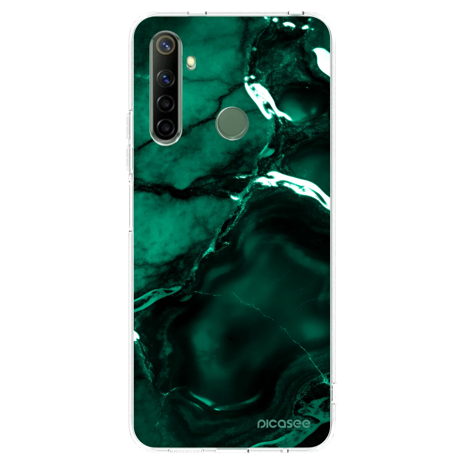 Picasee silikonowe przeźroczyste etui na Realme 6i - Dark emerald