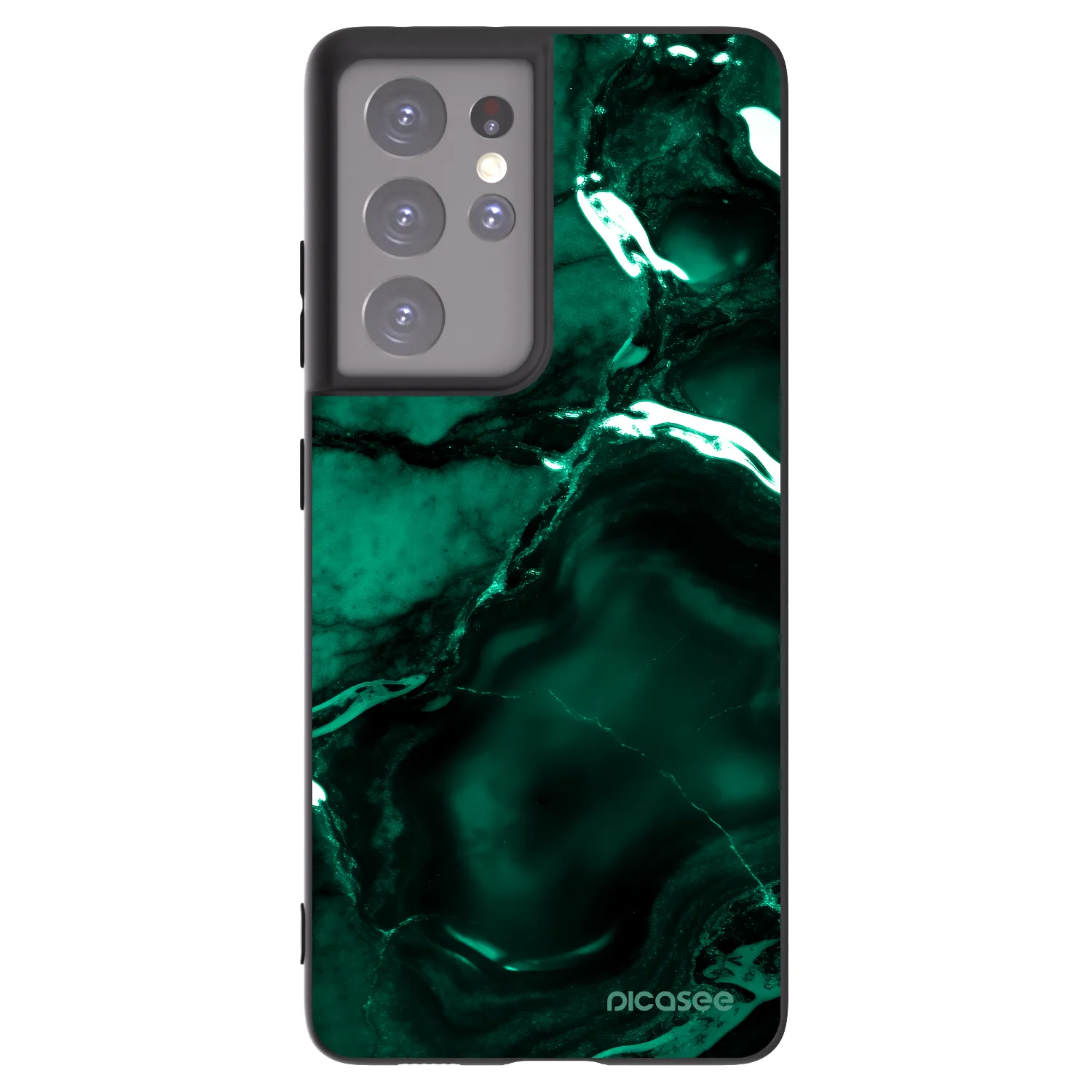 Picasee silikonowe czarne etui na Samsung Galaxy S21 Ultra 5G G998B - Dark emerald