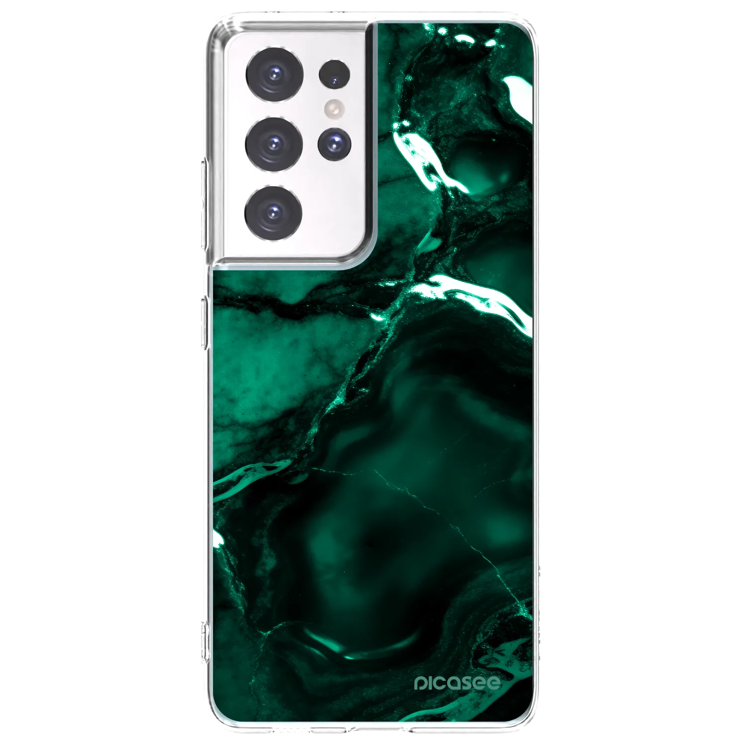 Picasee silikonowe przeźroczyste etui na Samsung Galaxy S21 Ultra 5G G998B - Dark emerald