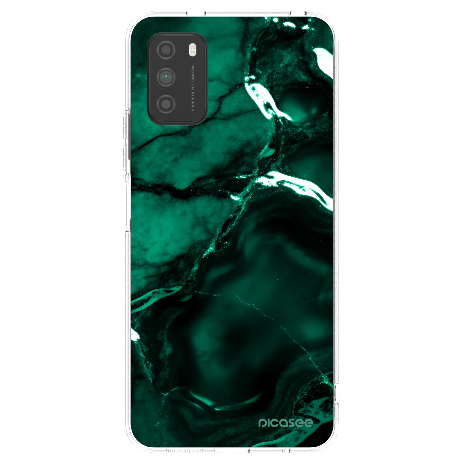 Picasee silikonowe przeźroczyste etui na Xiaomi Poco M3 - Dark emerald